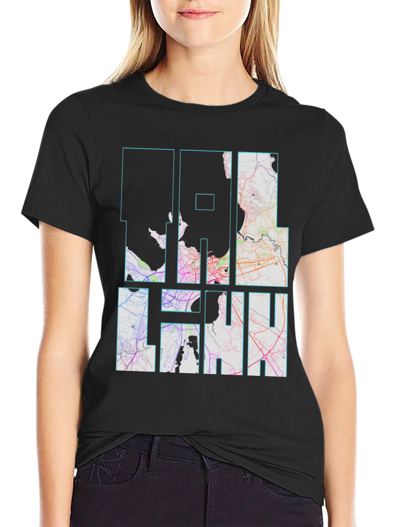 Coolhan City Map Black T-Shirt
