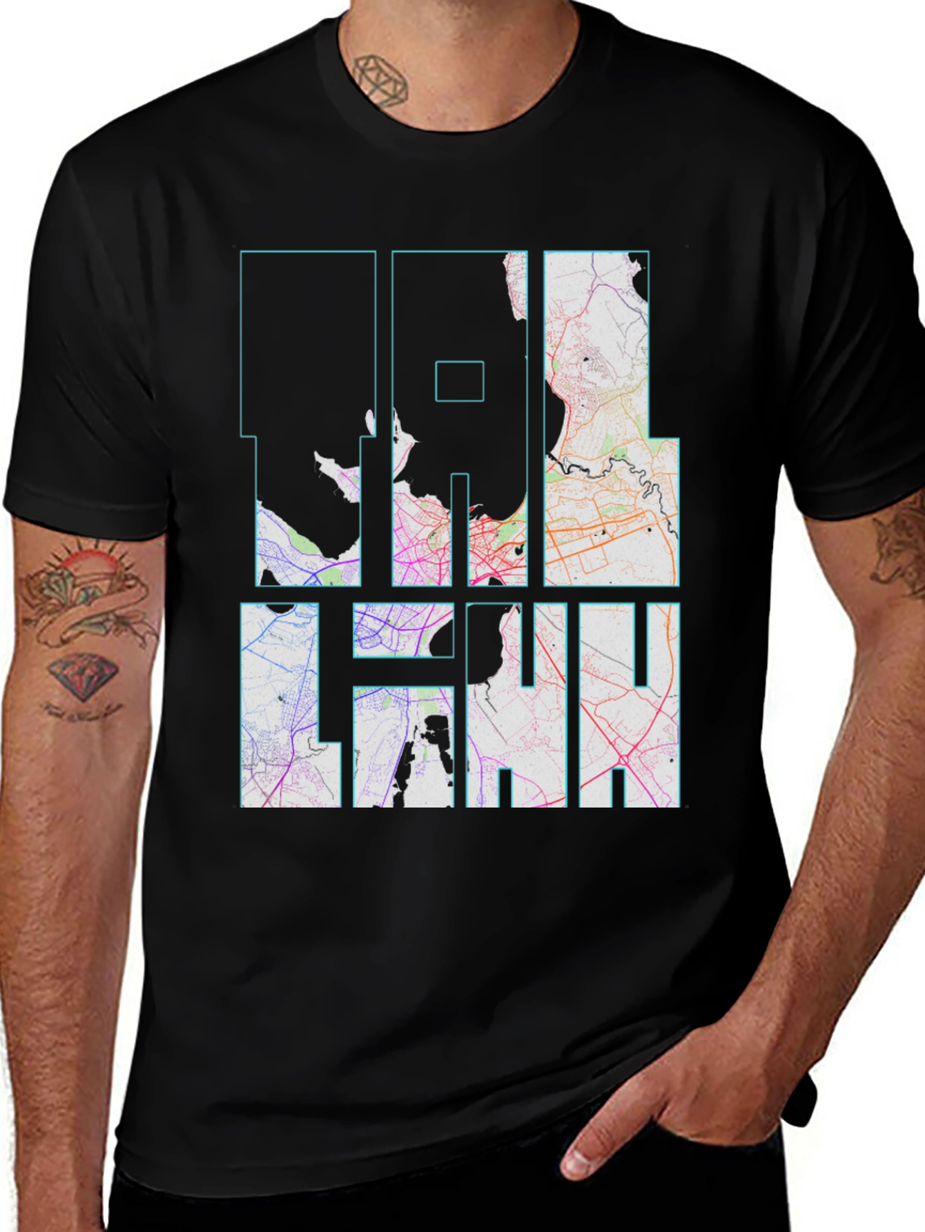 Coolhan City Map Black T-Shirt