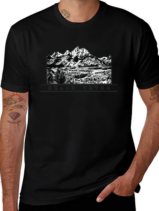 Grand Teton Graphic Tee - Black Cotton Comfort