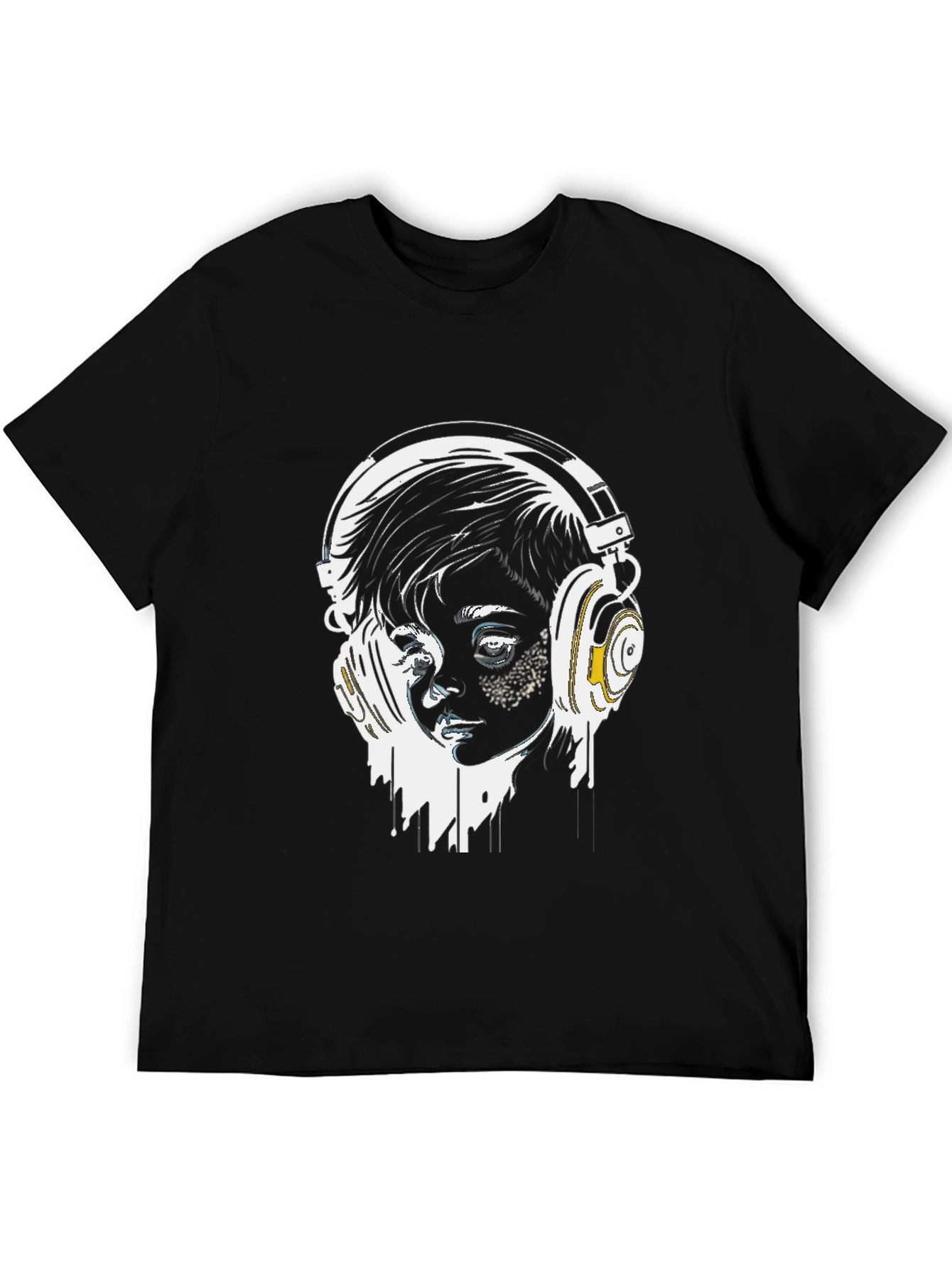 Headphones Graphic Tee - Stylish Black T-Shirt