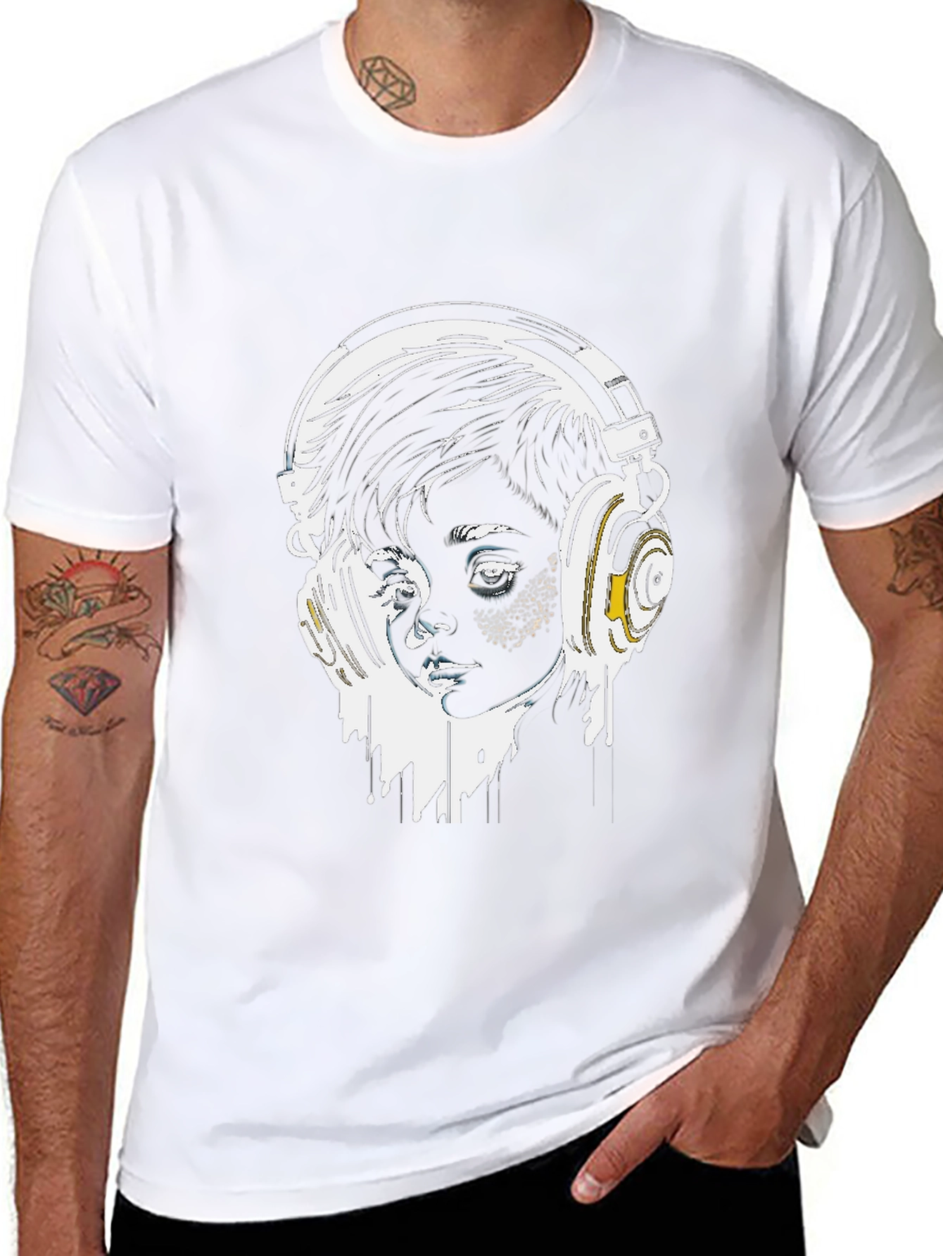 Headphones Graphic Tee - Stylish Black T-Shirt
