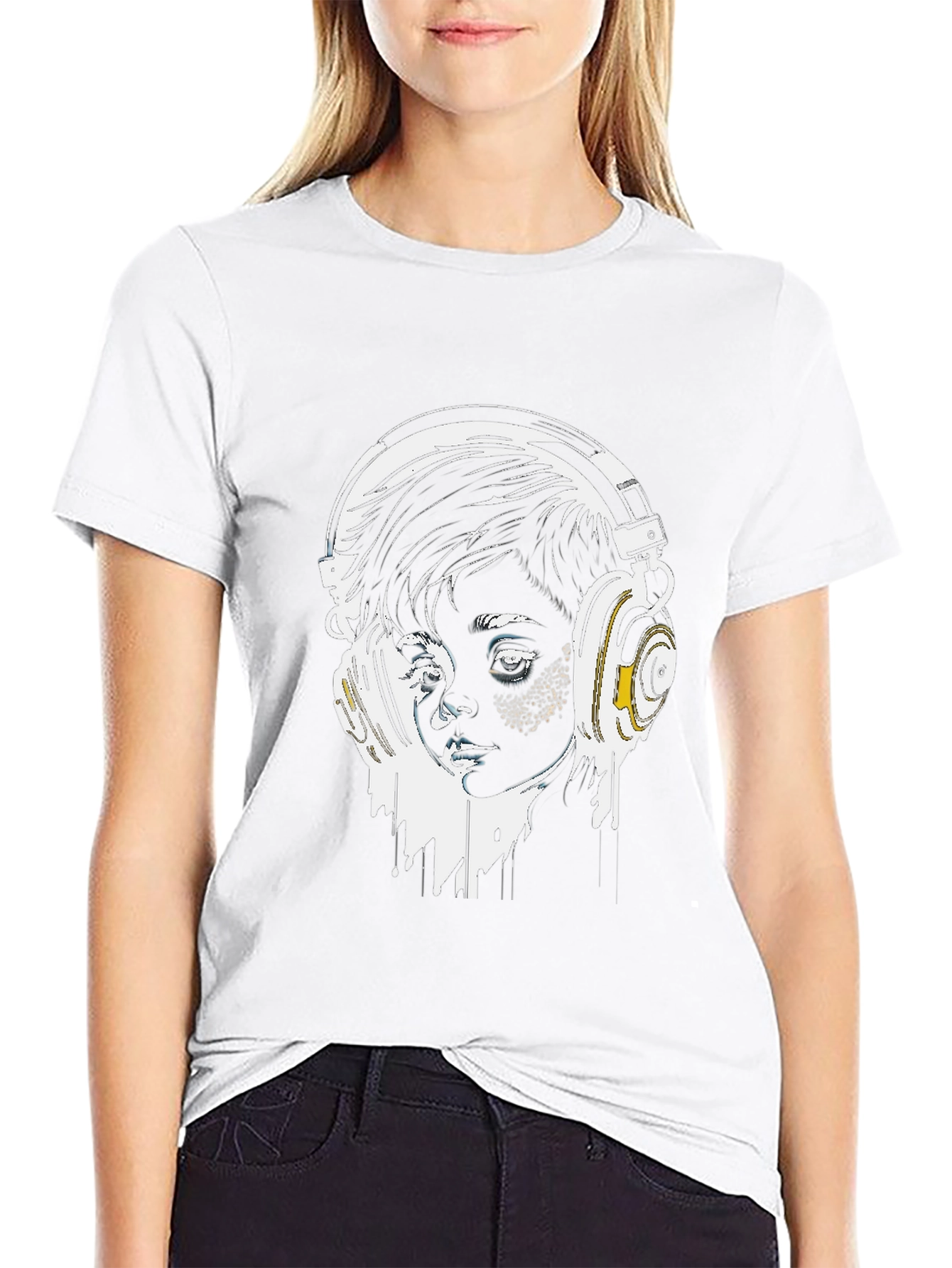 Headphones Graphic Tee - Stylish Black T-Shirt
