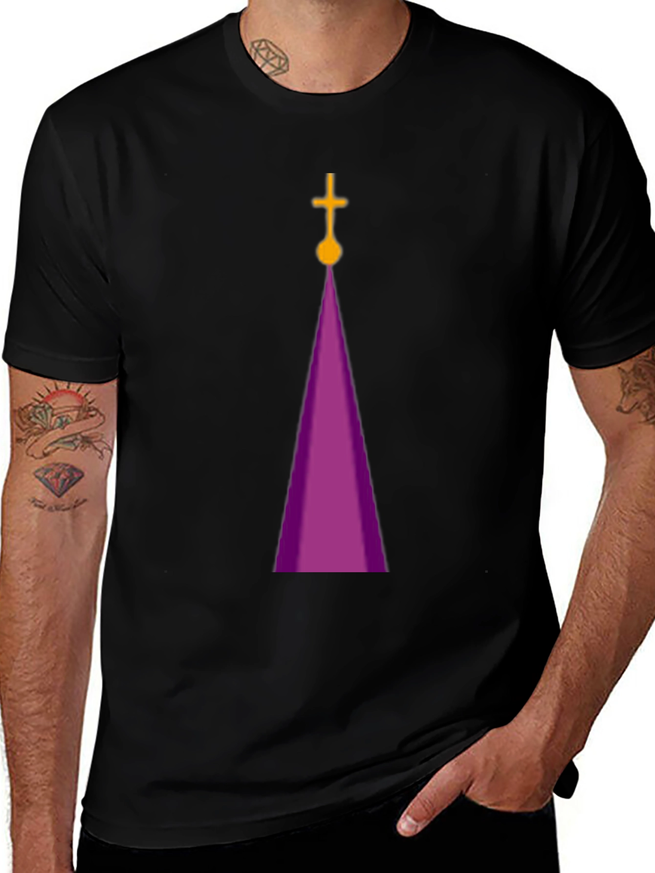 Purple Cathedral Graphic Black T-Shirt