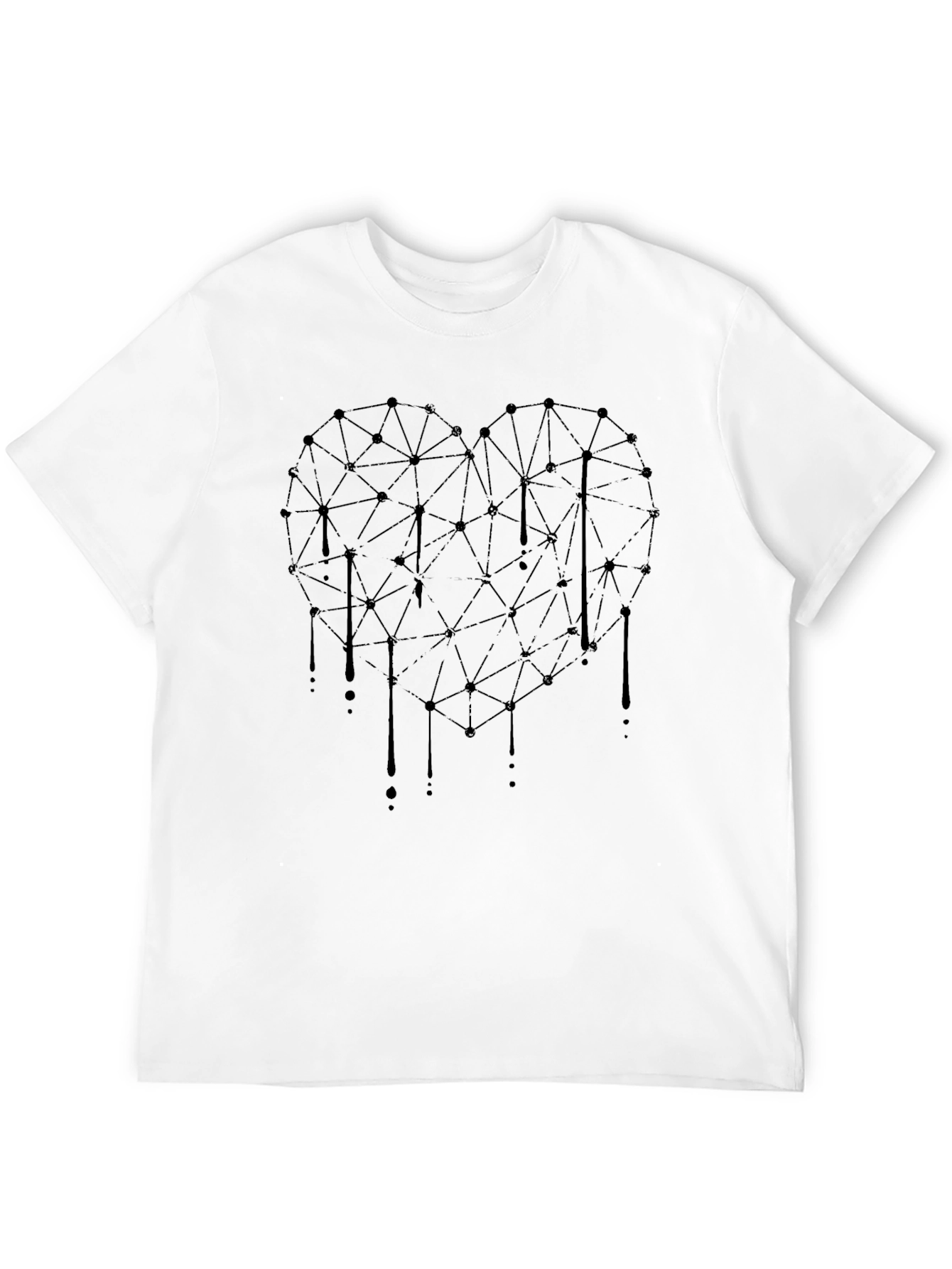 Geometric Heart Drip Black T-Shirt