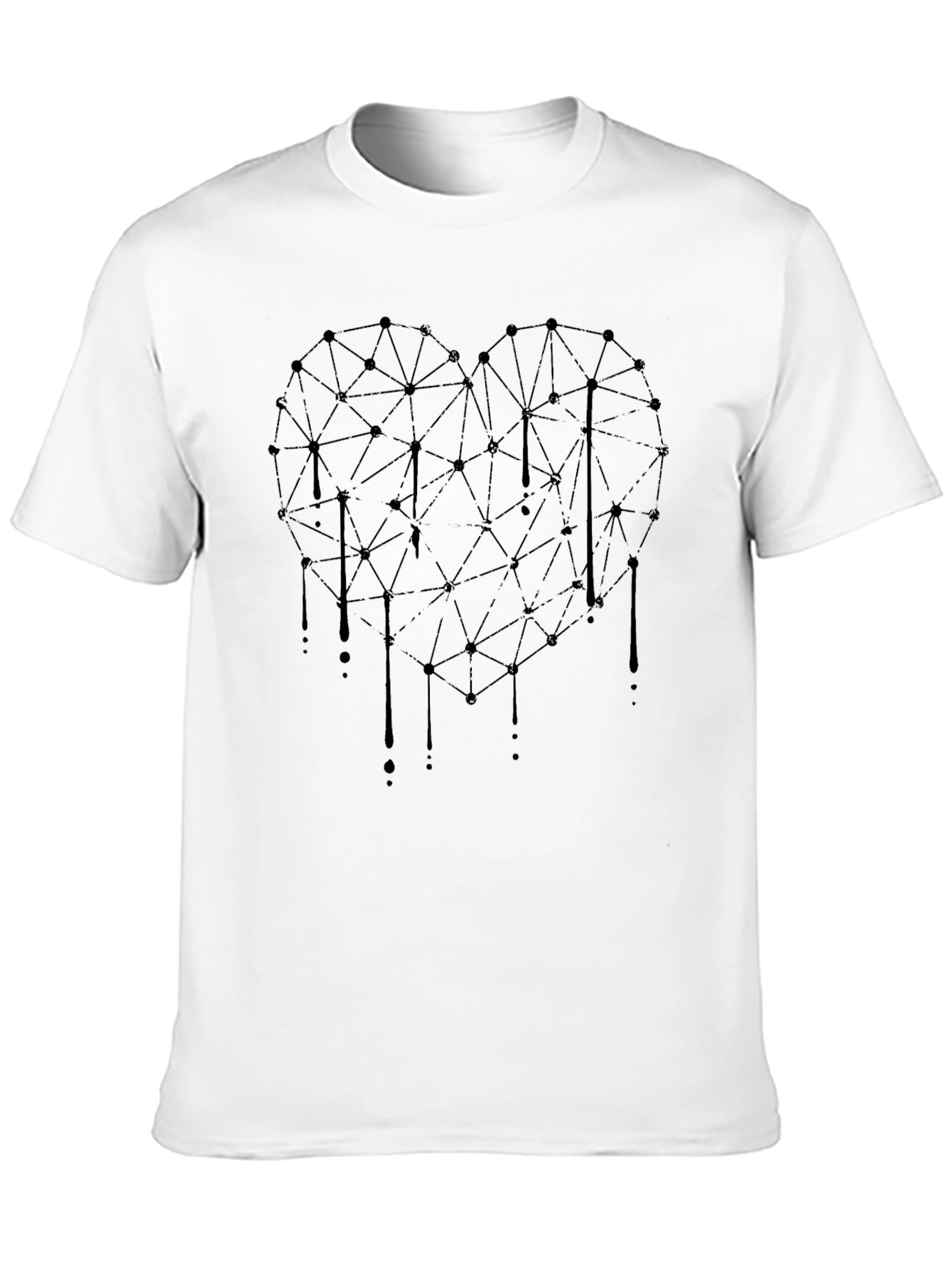 Geometric Heart Drip Black T-Shirt