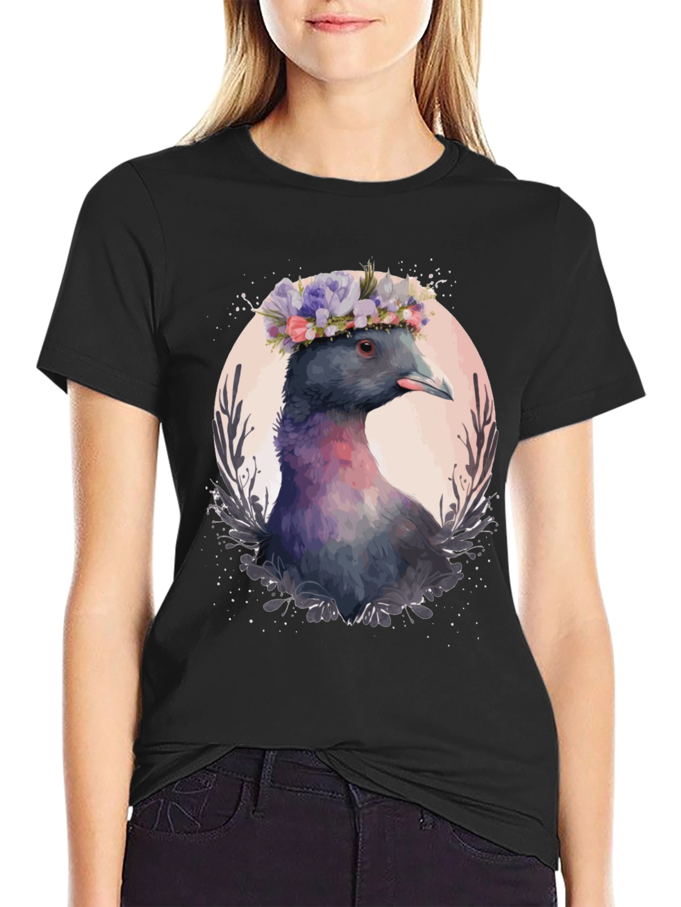 Pigeon in Bloom T-Shirt - Unique Bird Graphic Tee