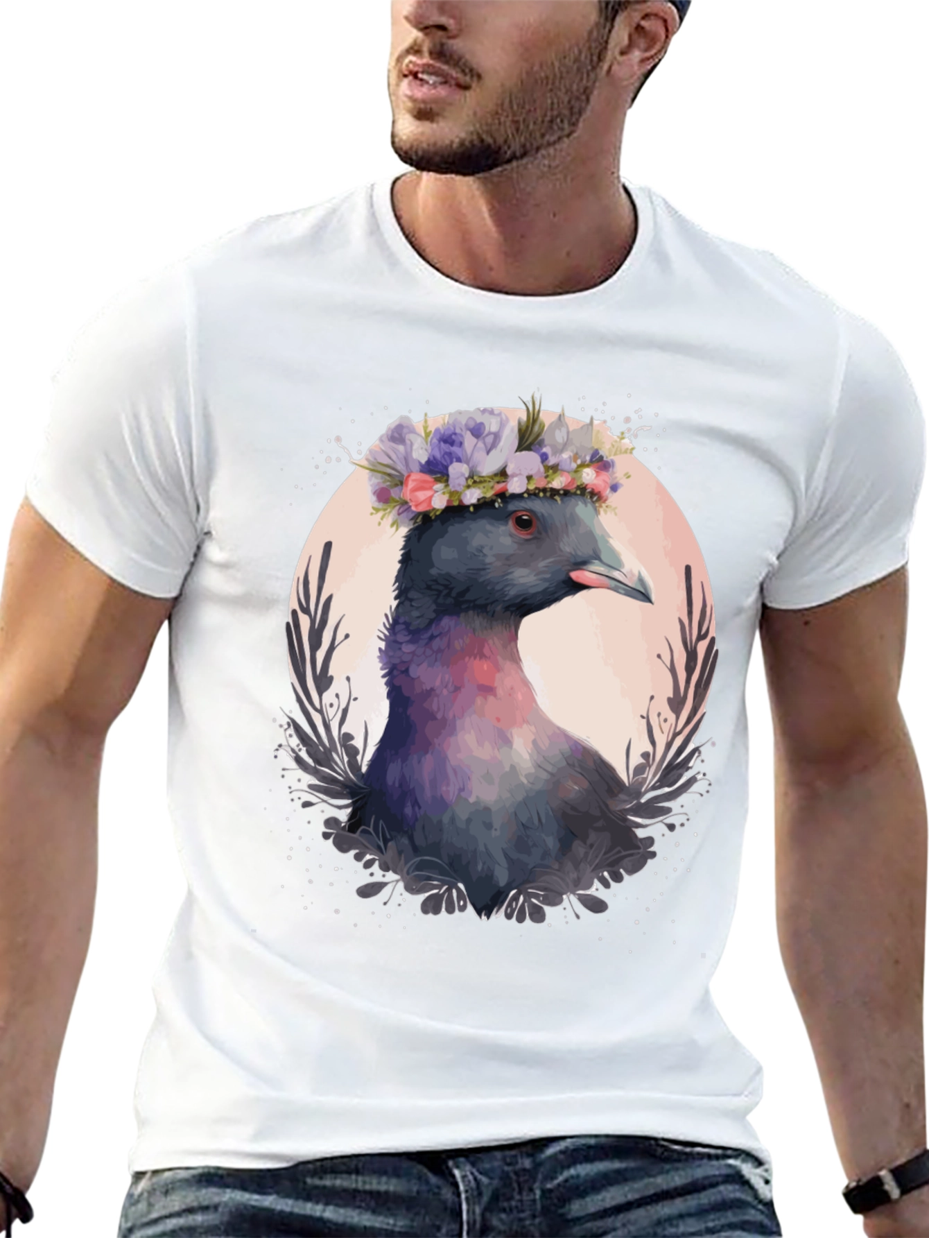 Pigeon in Bloom T-Shirt - Unique Bird Graphic Tee
