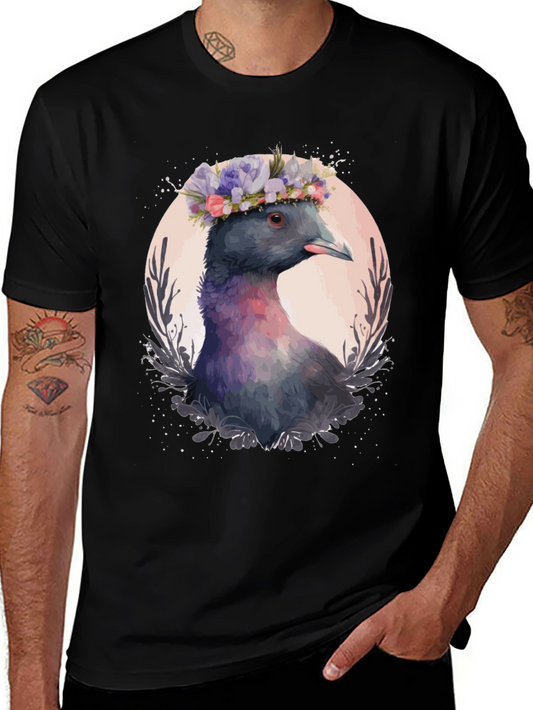 Pigeon in Bloom T-Shirt - Unique Bird Graphic Tee