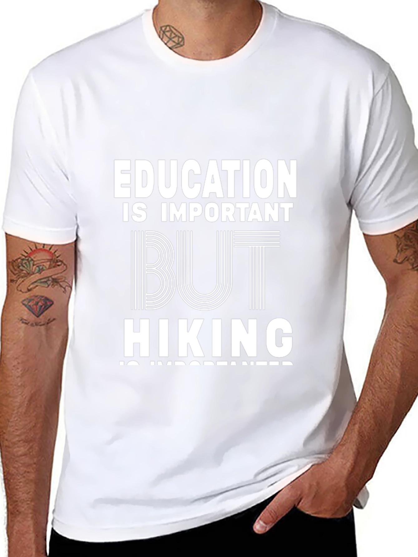 Education Important But Hiking T-Shirt