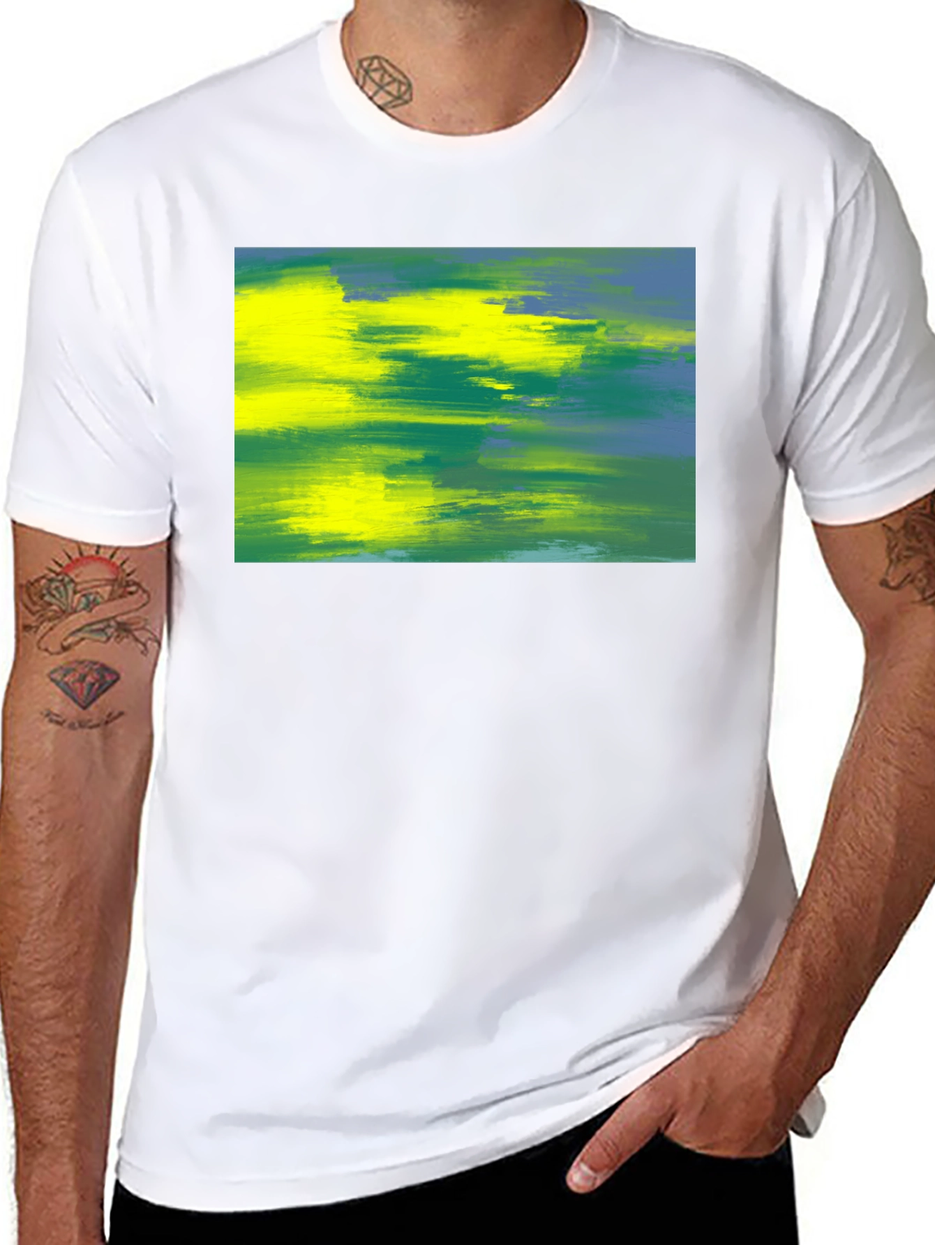 Abstract Art Tee - Vivid Brushstrokes Soft Cotton