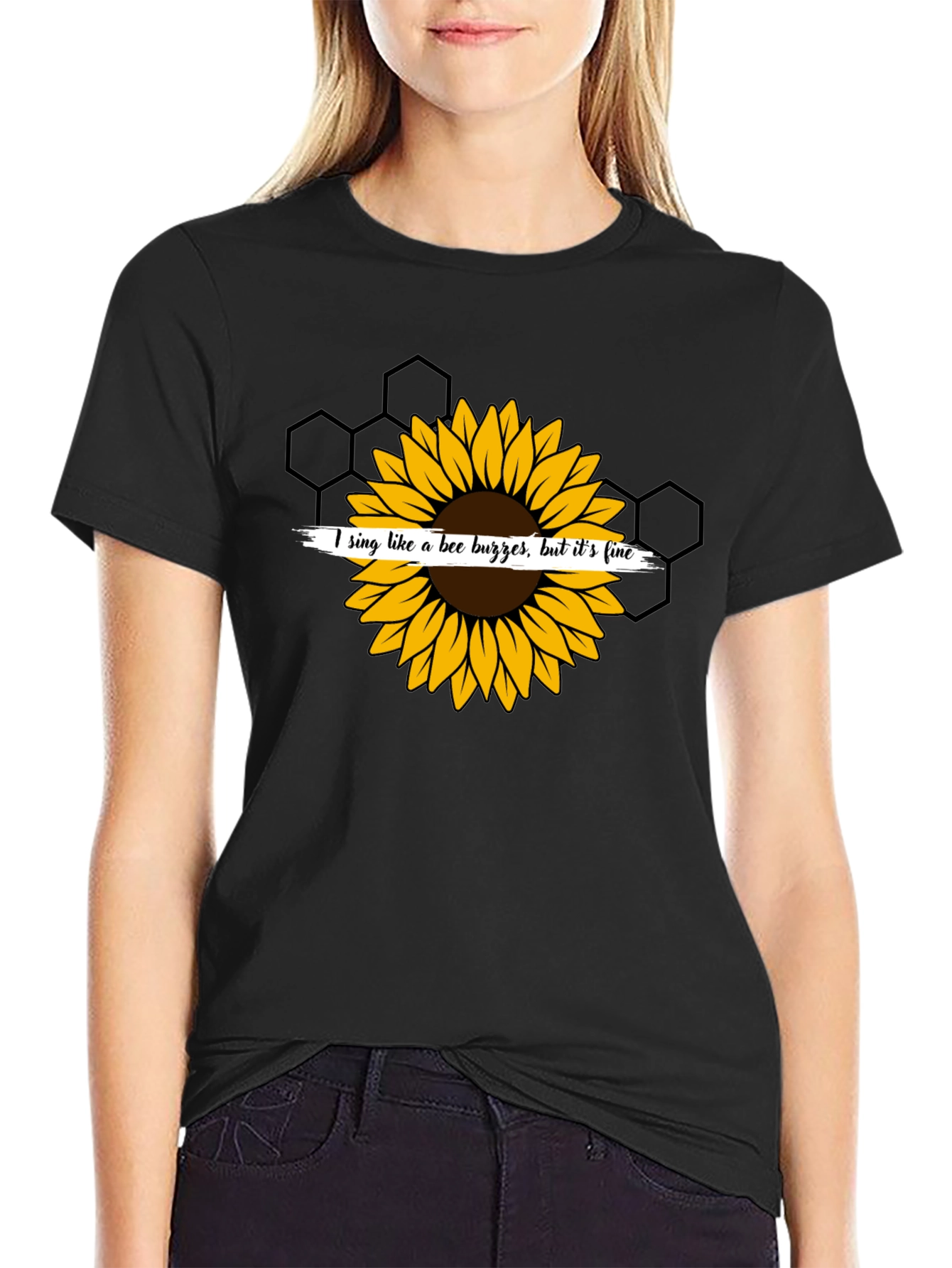 Sunflower Bee Buzz Funny Graphic T-Shirt