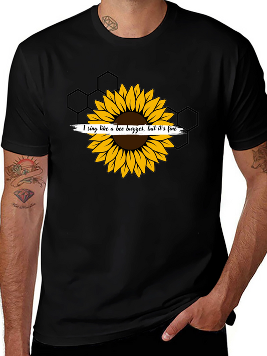 Sunflower Bee Buzz Funny Graphic T-Shirt