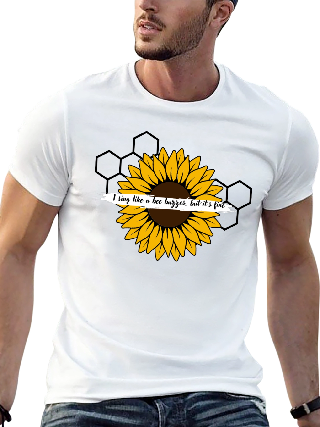 Sunflower Bee Buzz Funny Graphic T-Shirt