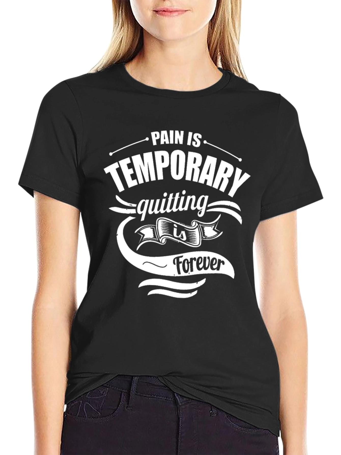 Motivational Black T-Shirt: Pain is Temporary