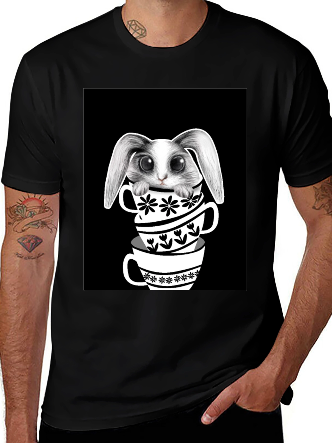 Rabbit in Teacups Graphic T-Shirt