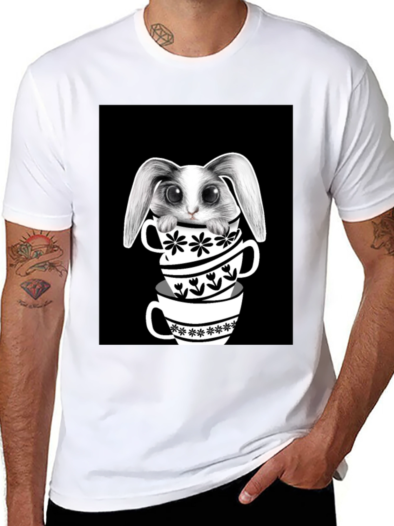 Rabbit in Teacups Graphic T-Shirt
