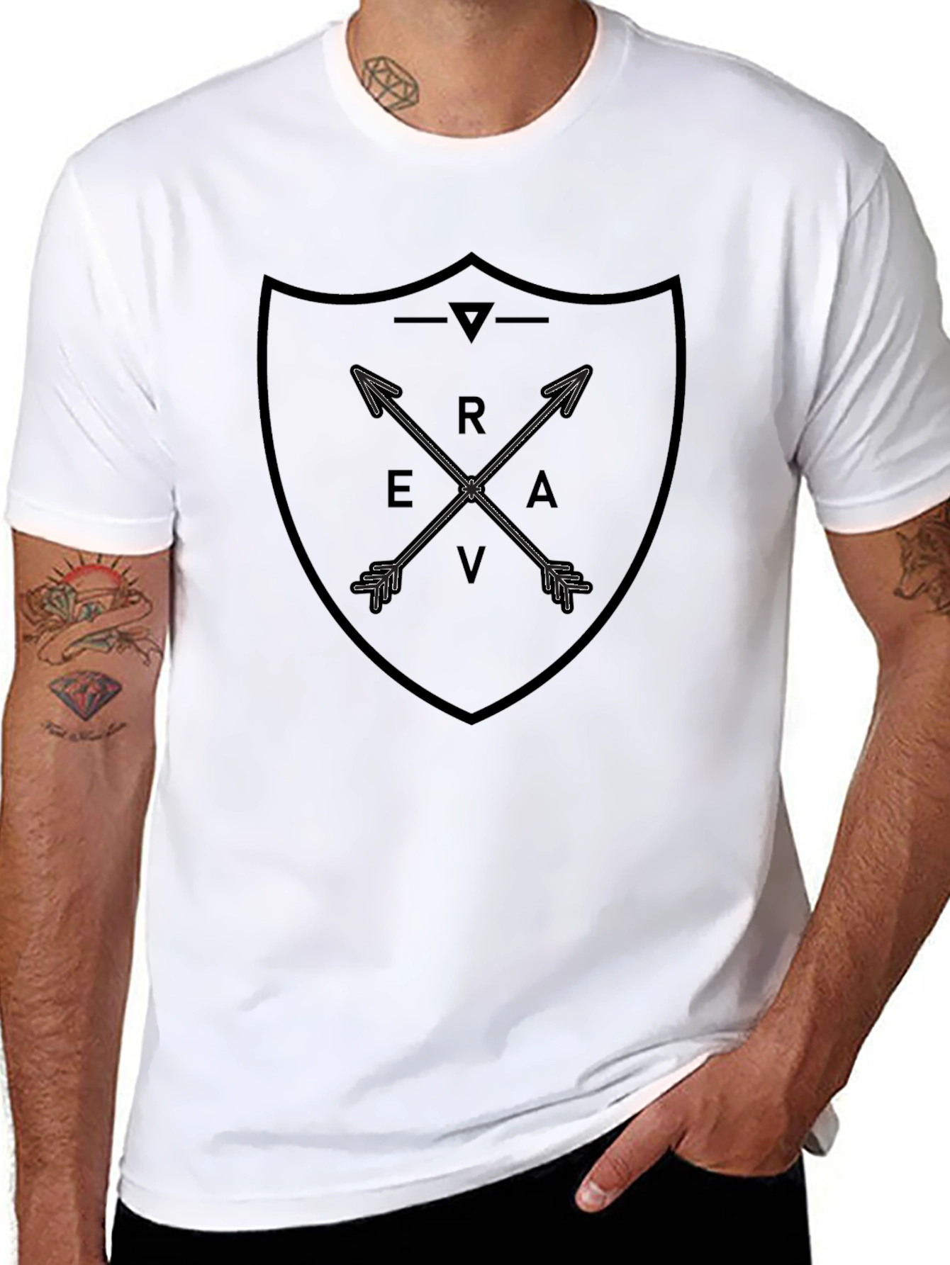 Mens Black T-Shirt with Arrow Shield Graphic