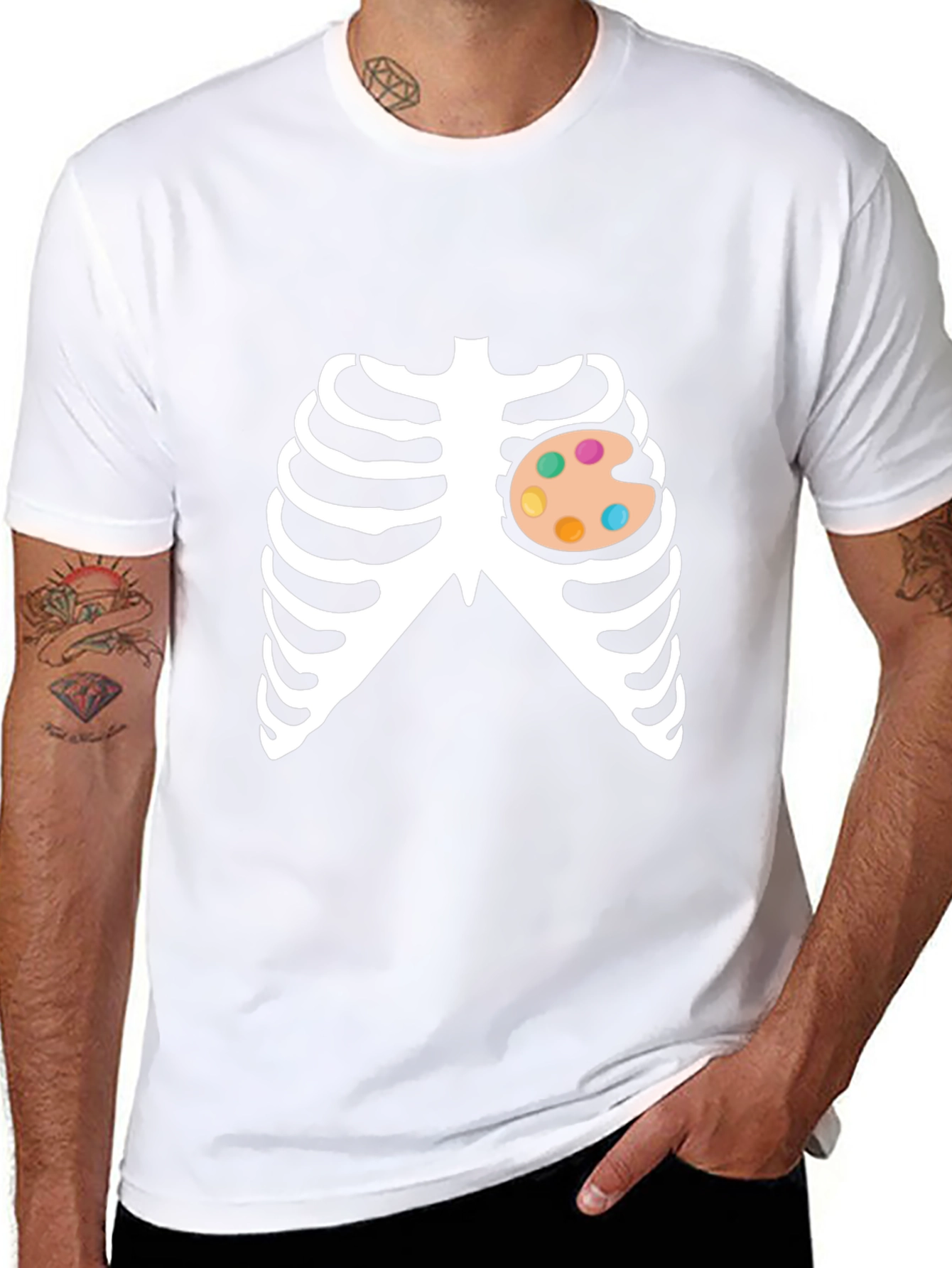 Artist Skeleton Ribcage Halloween Costume T-Shirt