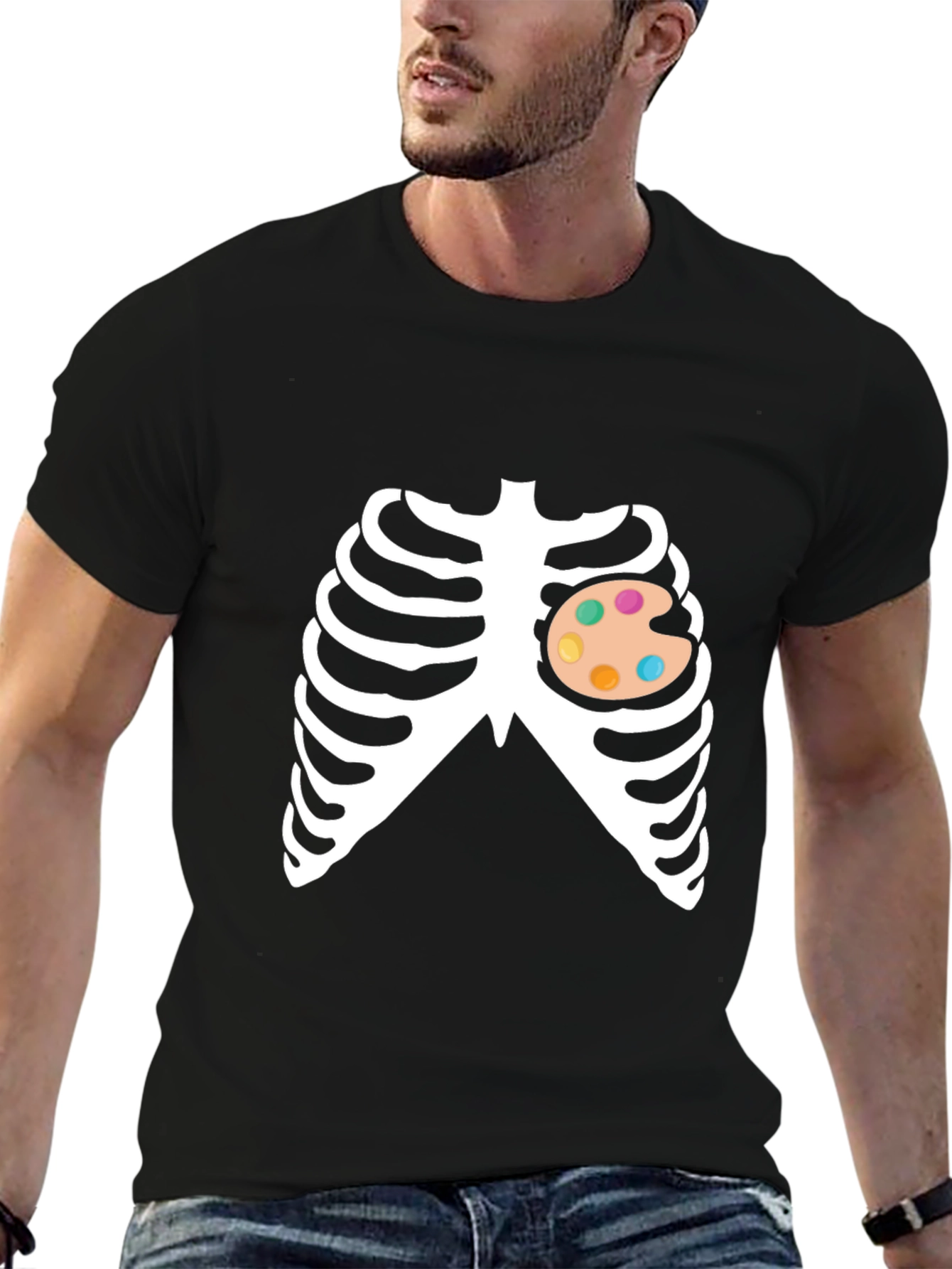 Artist Skeleton Ribcage Halloween Costume T-Shirt