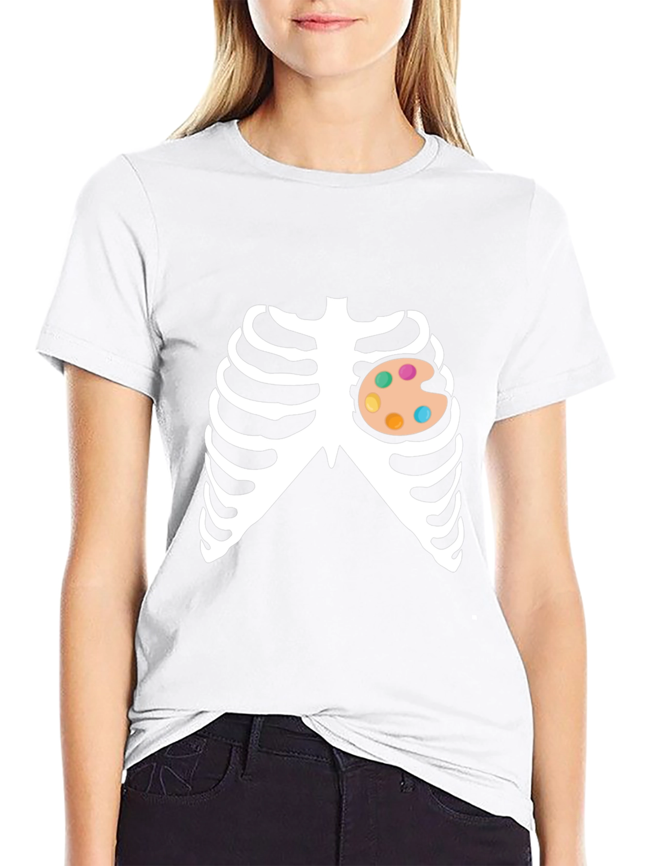 Artist Skeleton Ribcage Halloween Costume T-Shirt