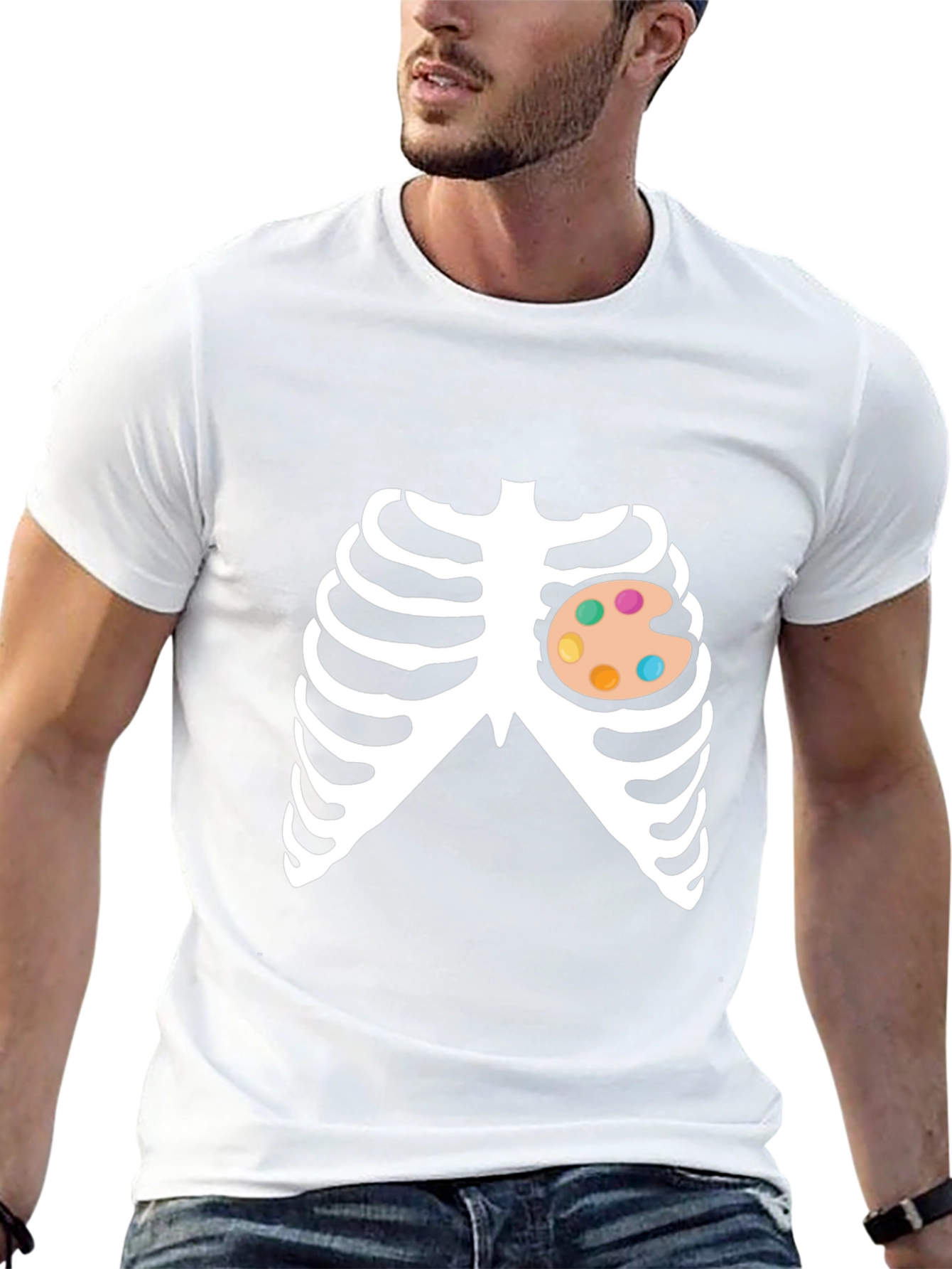 Artist Skeleton Ribcage Halloween Costume T-Shirt