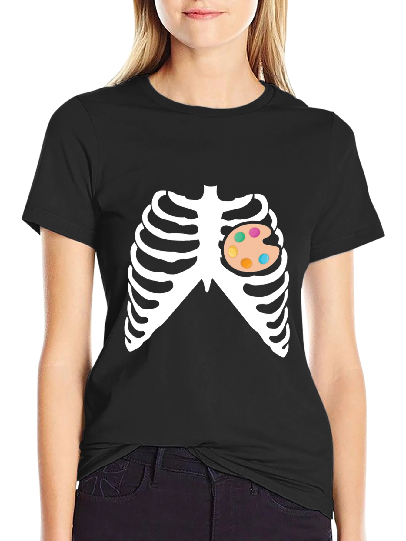 Artist Skeleton Ribcage Halloween Costume T-Shirt