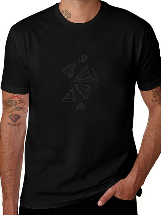 Abstract Pyramid Design Black T-Shirt