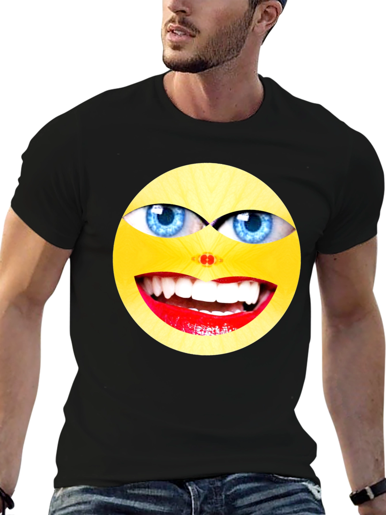 Funny Emoji Graphic Black T-Shirt