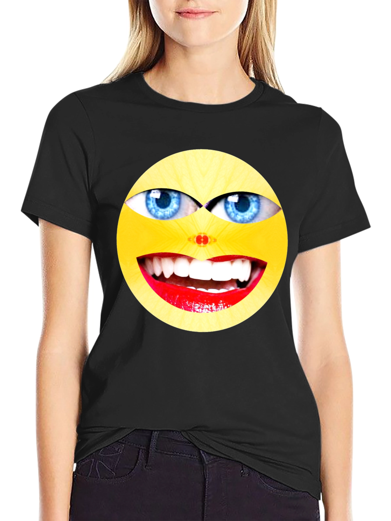 Funny Emoji Graphic Black T-Shirt