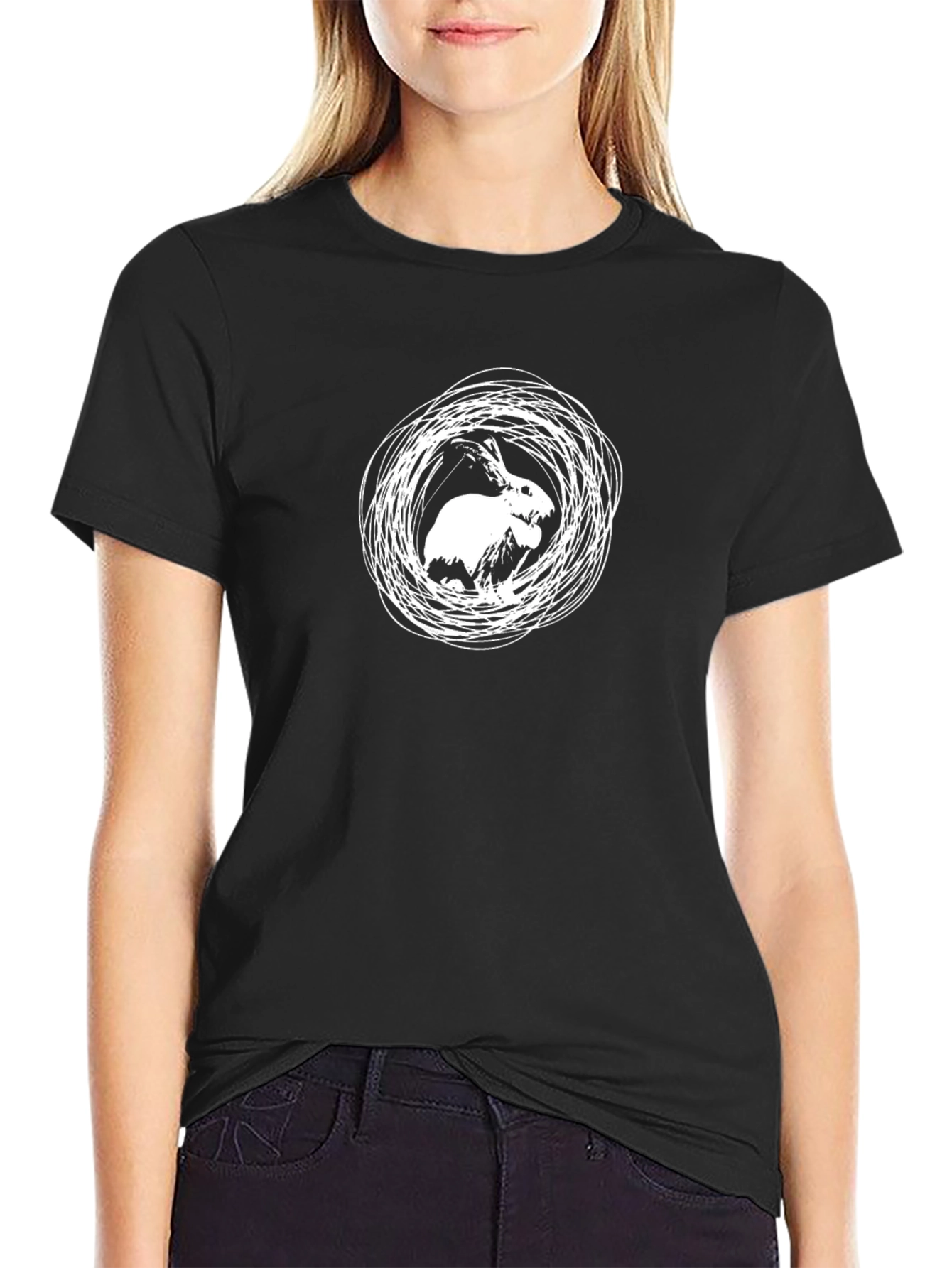 Rabbit Nest Graphic T-Shirt - Black
