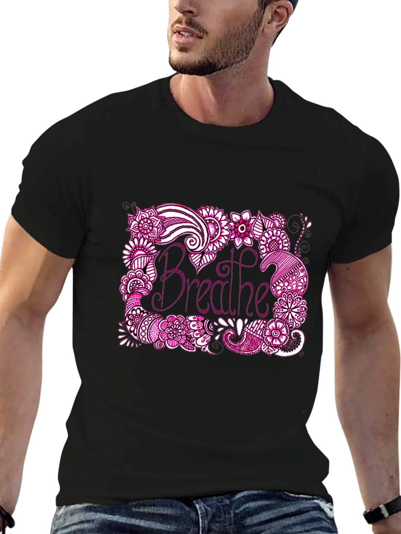 Breathe Graphic Tee - Relaxed Fit Black T-Shirt
