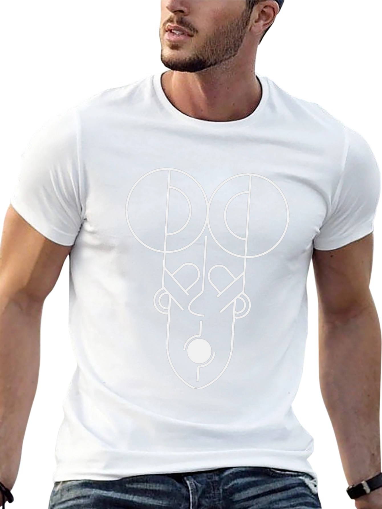 Abstract Face Graphic Tee - Modern Art Design