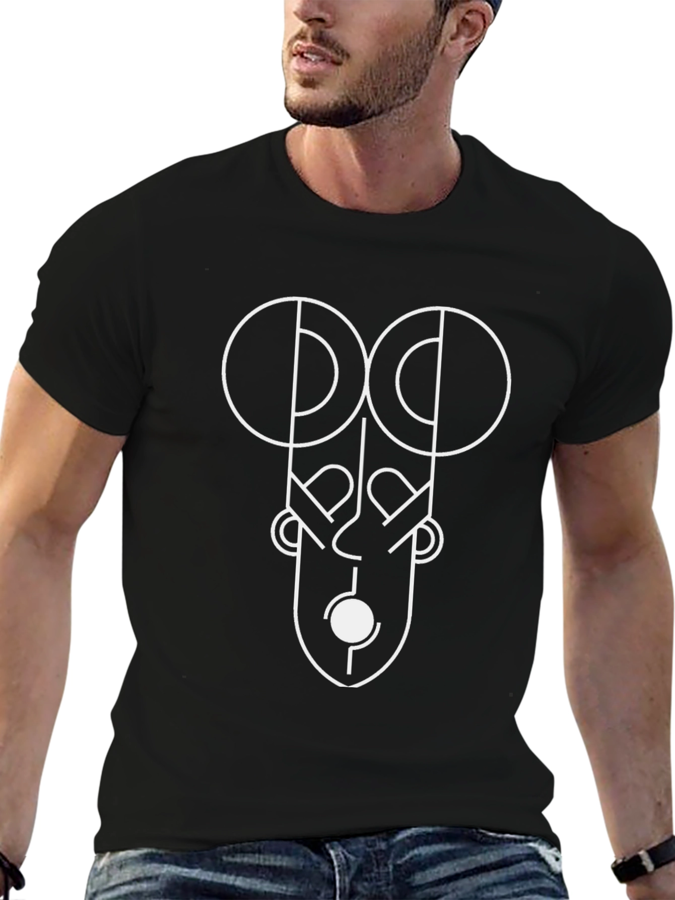 Abstract Face Graphic Tee - Modern Art Design
