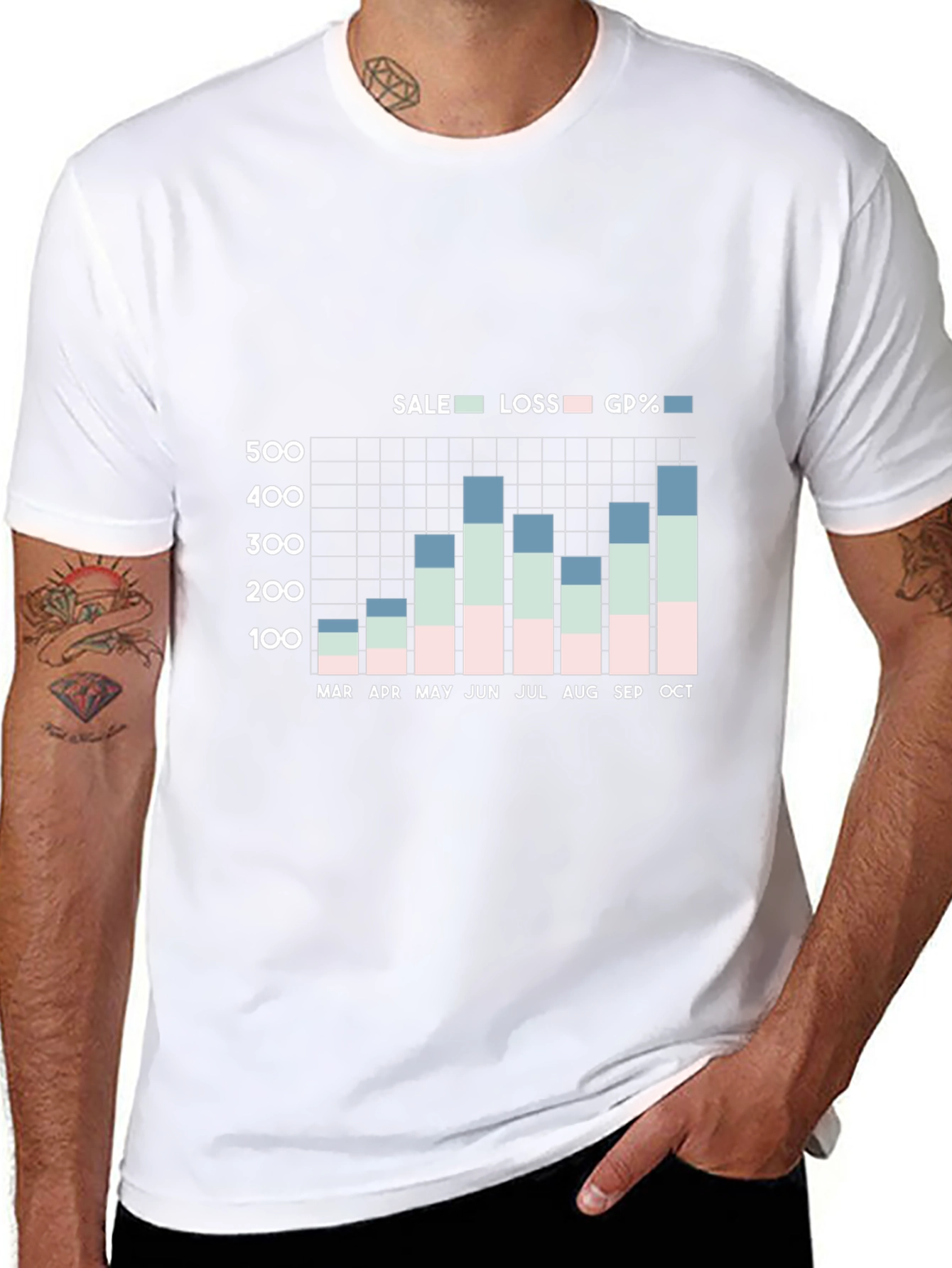 Sales Graph T-Shirt: Monthly Performance Data Tee