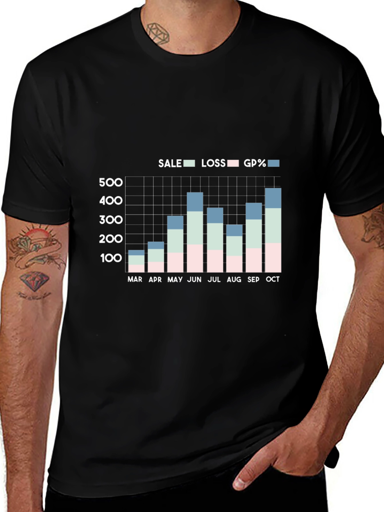 Sales Graph T-Shirt: Monthly Performance Data Tee