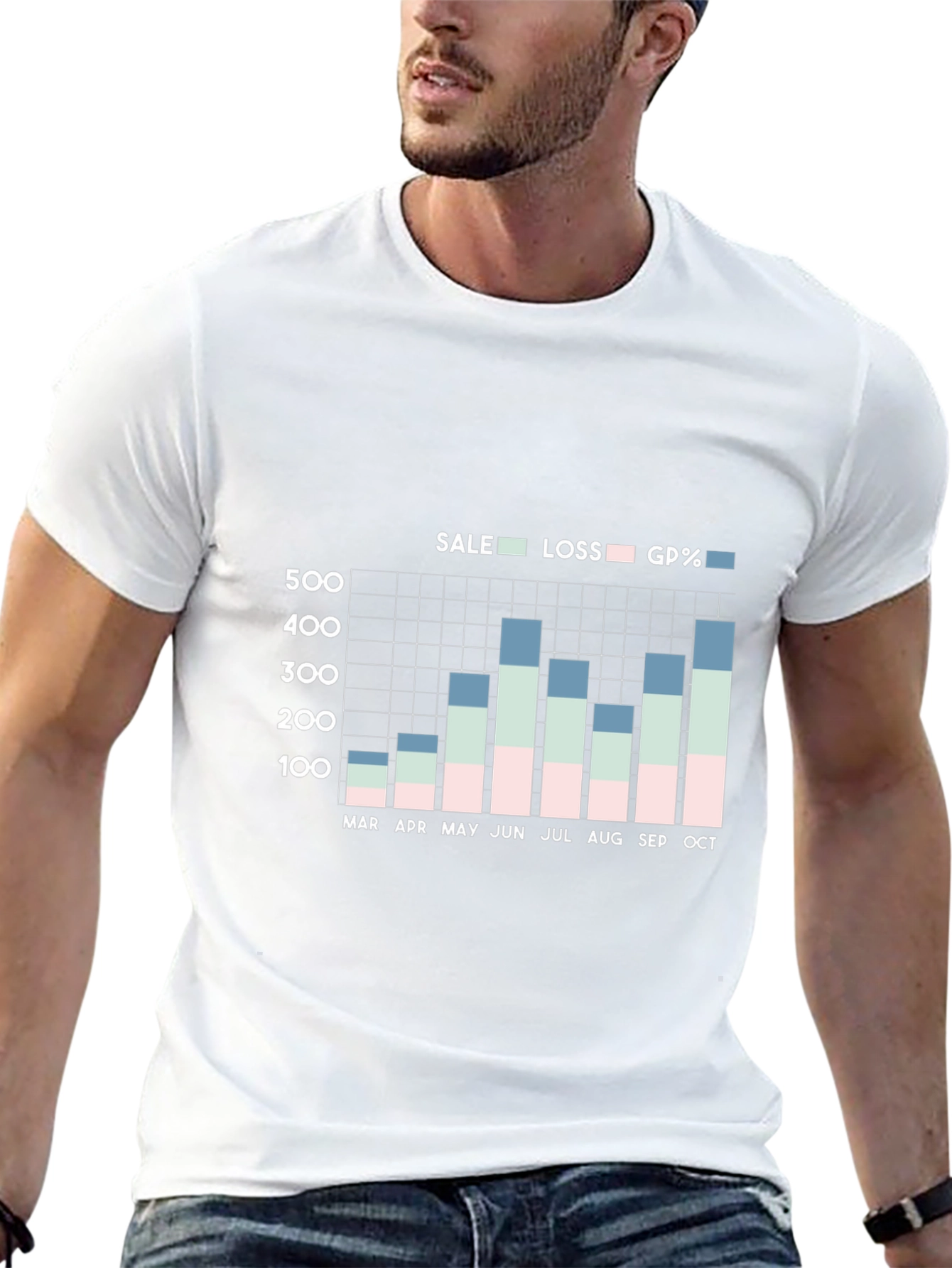 Sales Graph T-Shirt: Monthly Performance Data Tee