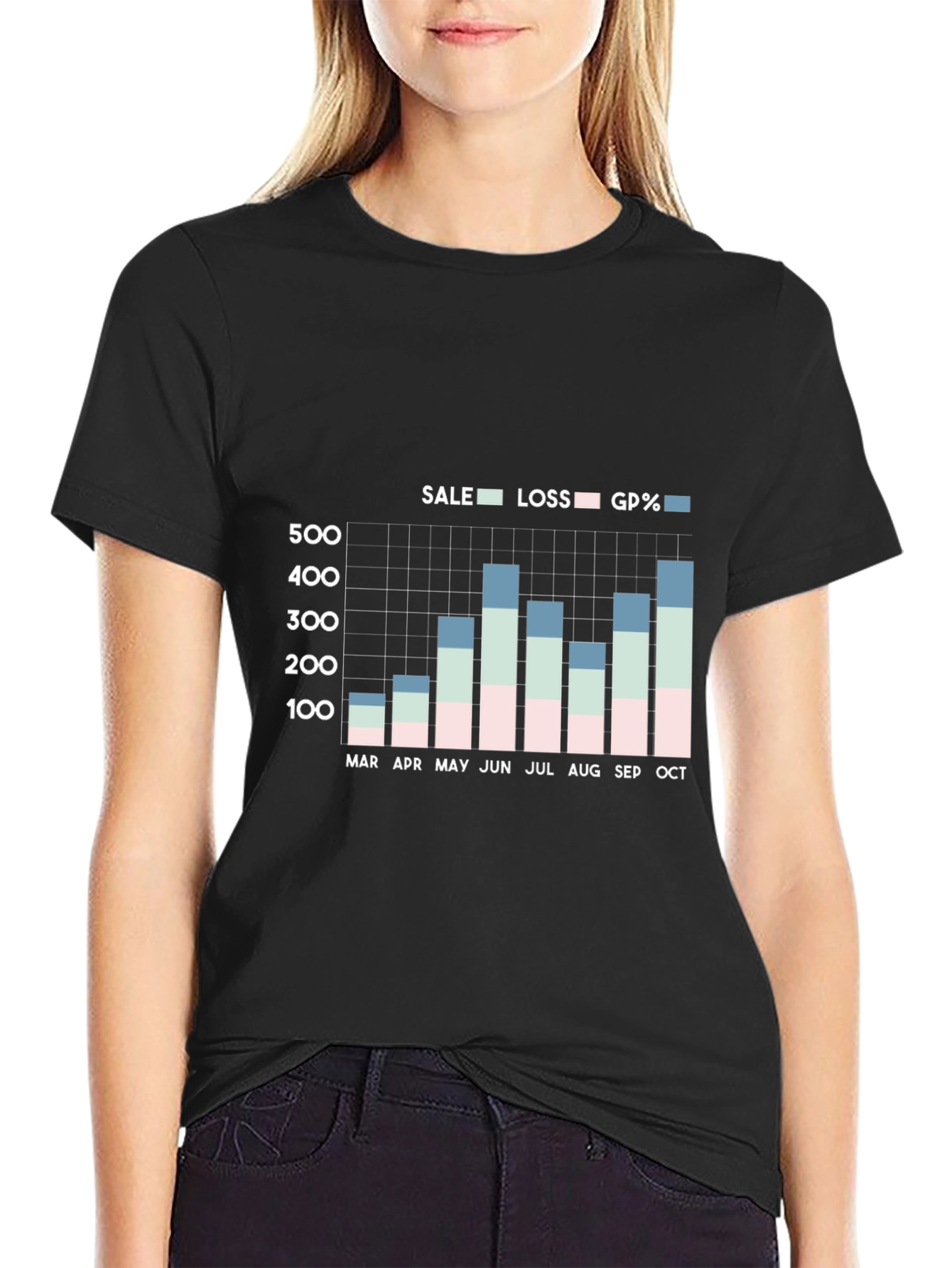 Sales Graph T-Shirt: Monthly Performance Data Tee