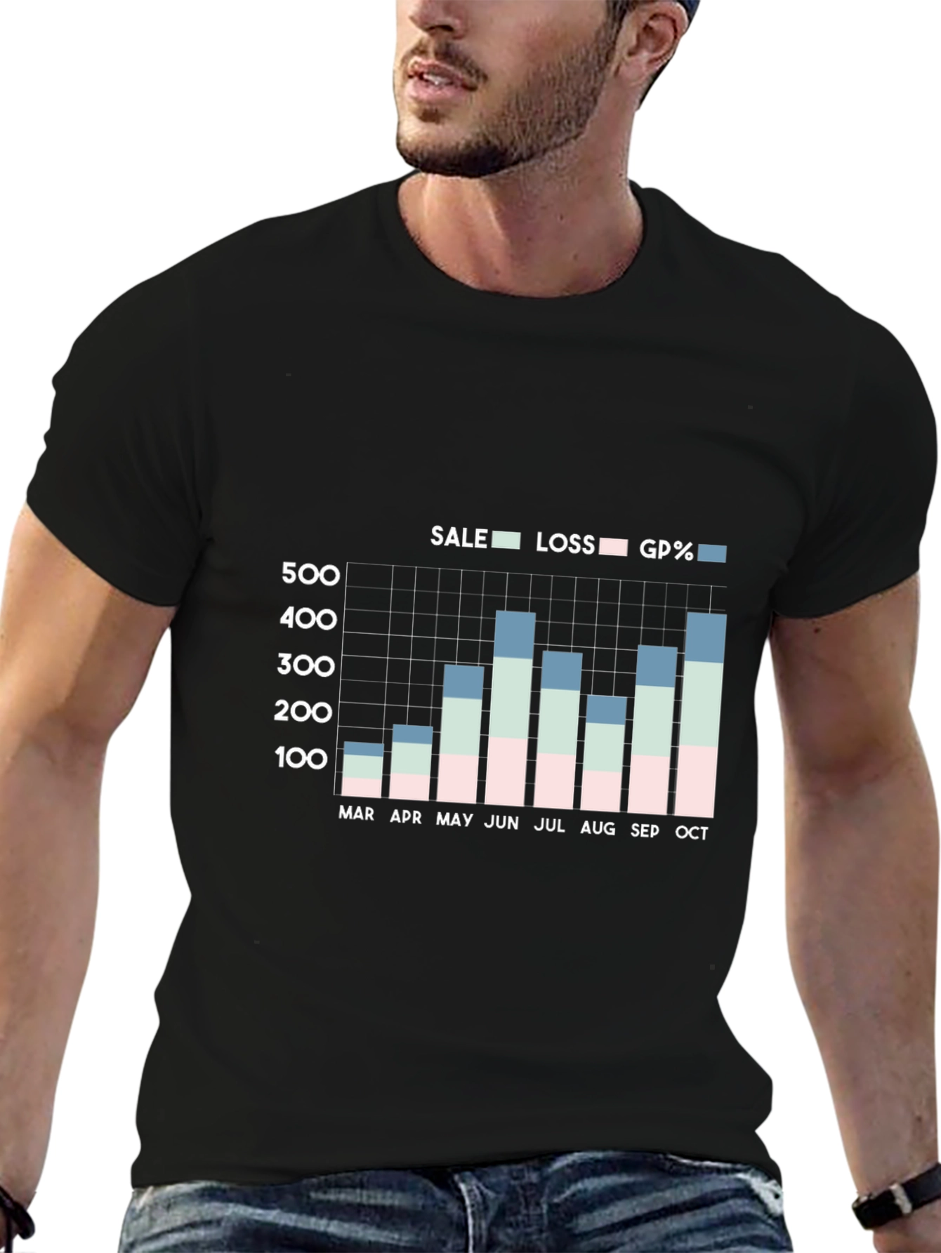 Sales Graph T-Shirt: Monthly Performance Data Tee