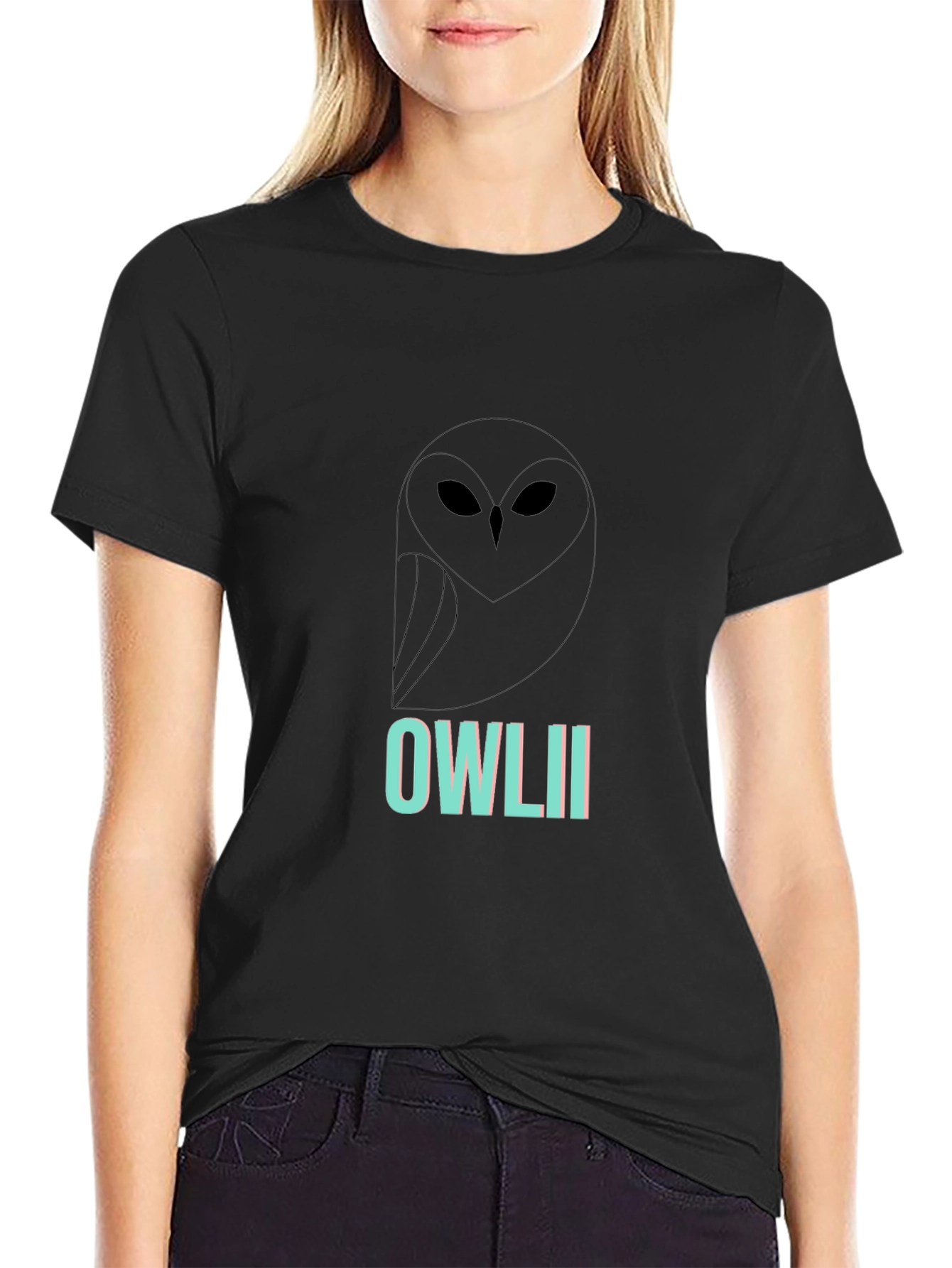 Stylish Owl Graphic Print Black T-Shirt