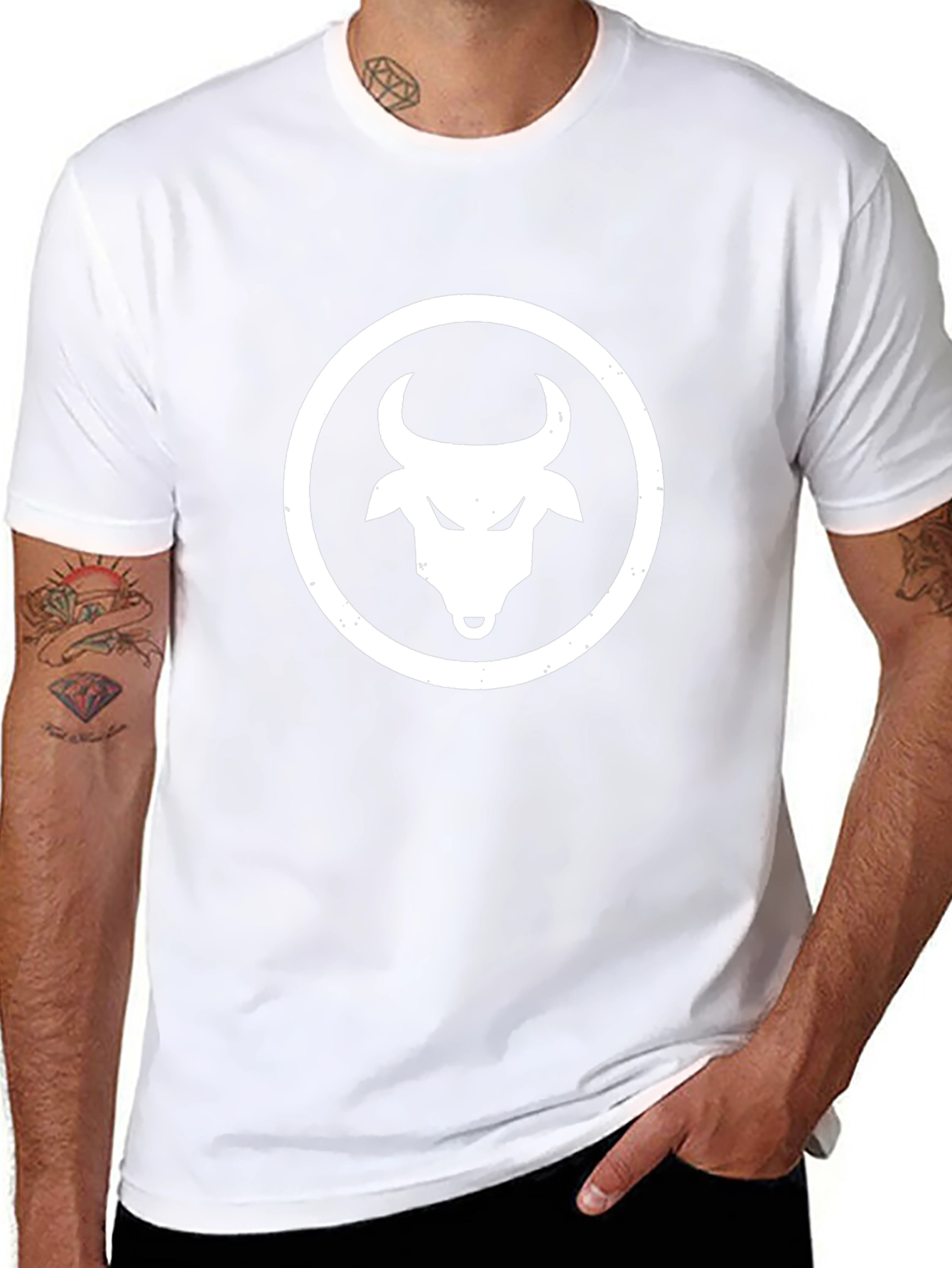 Black Bull Head Graphic Tee - Premium Cotton Blend
