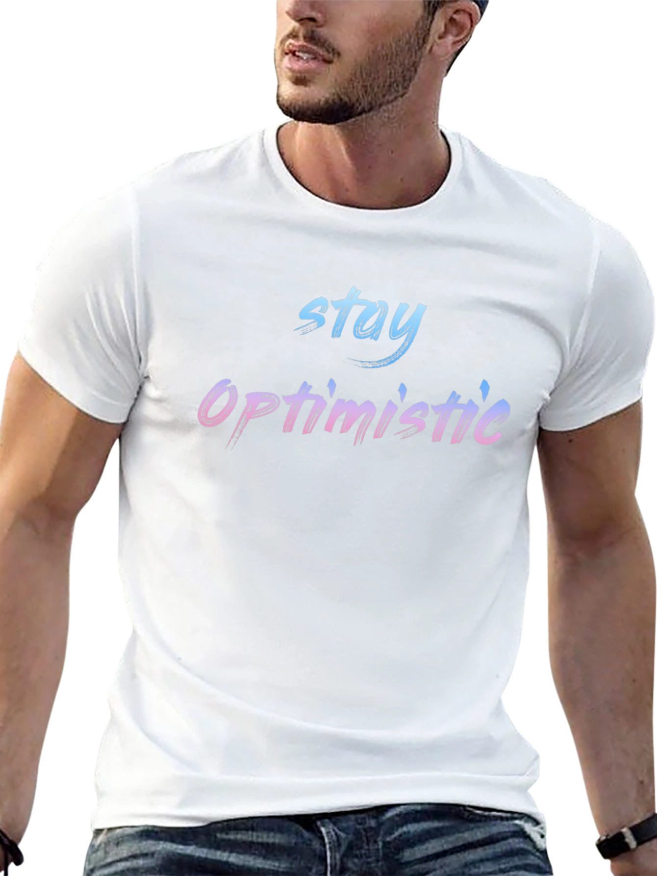 Stay Optimistic Graphic Black T-Shirt