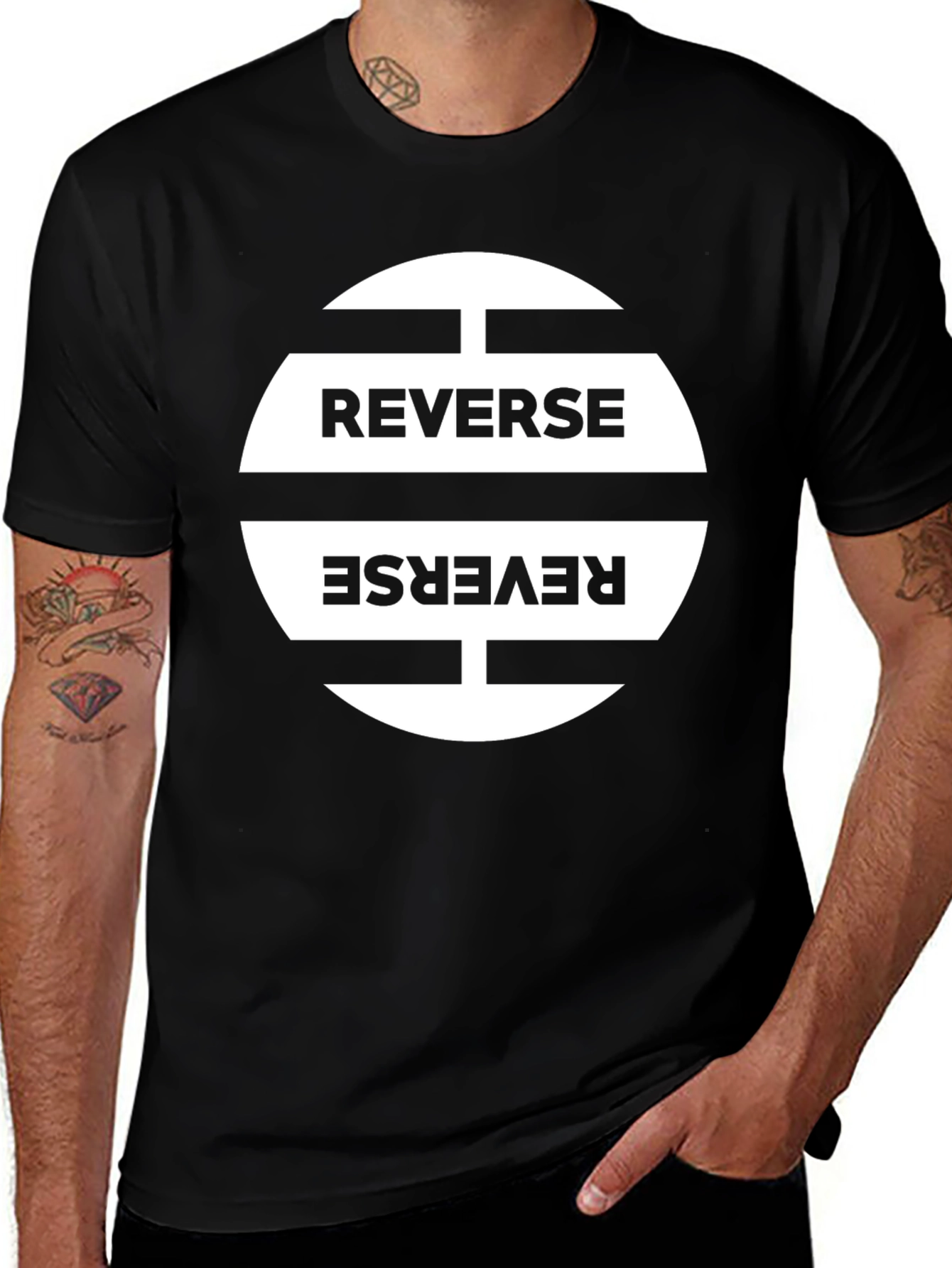 Reverse Graphic Print Black T-Shirt