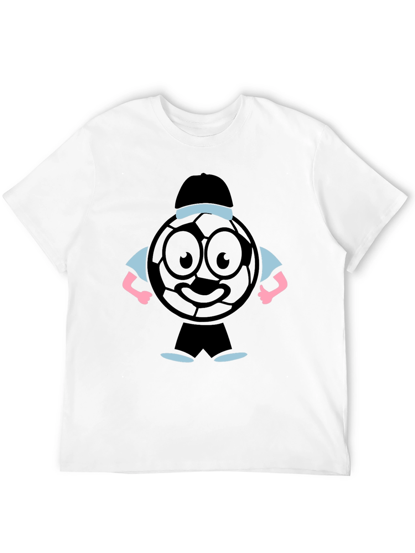 Cartoon Soccer Ball Graphic Tee - Black T-Shirt