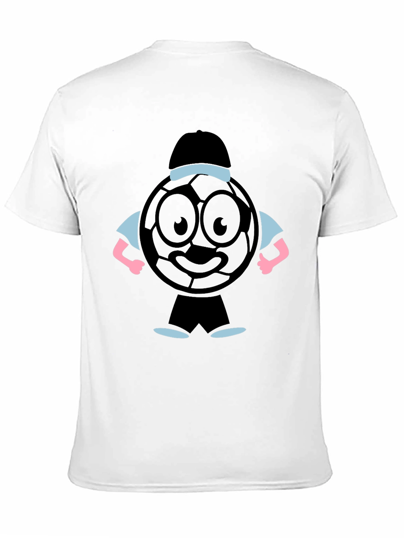 Cartoon Soccer Ball Graphic Tee - Black T-Shirt