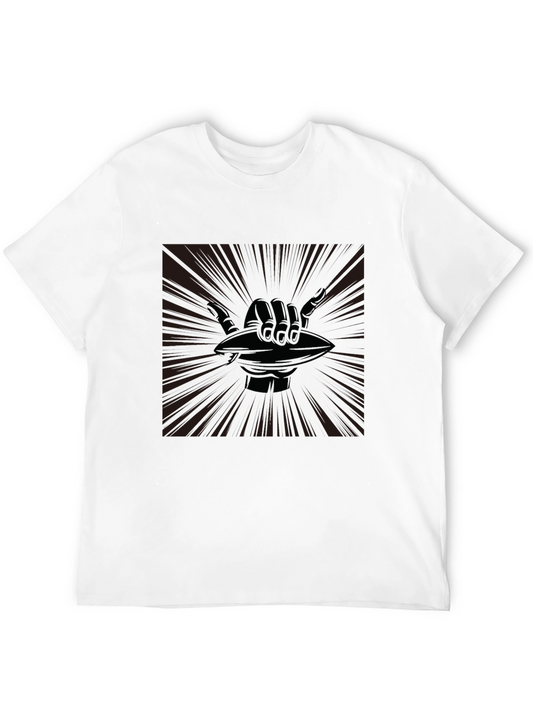 Shaka Hand Football Graphic Tee - Casual Black T-Shirt