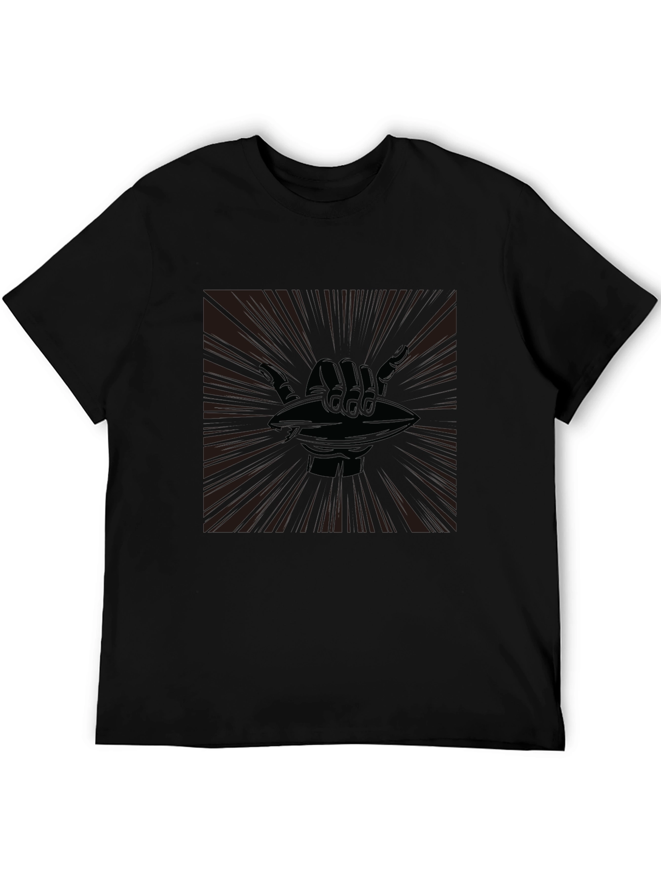 Shaka Hand Football Graphic Tee - Casual Black T-Shirt