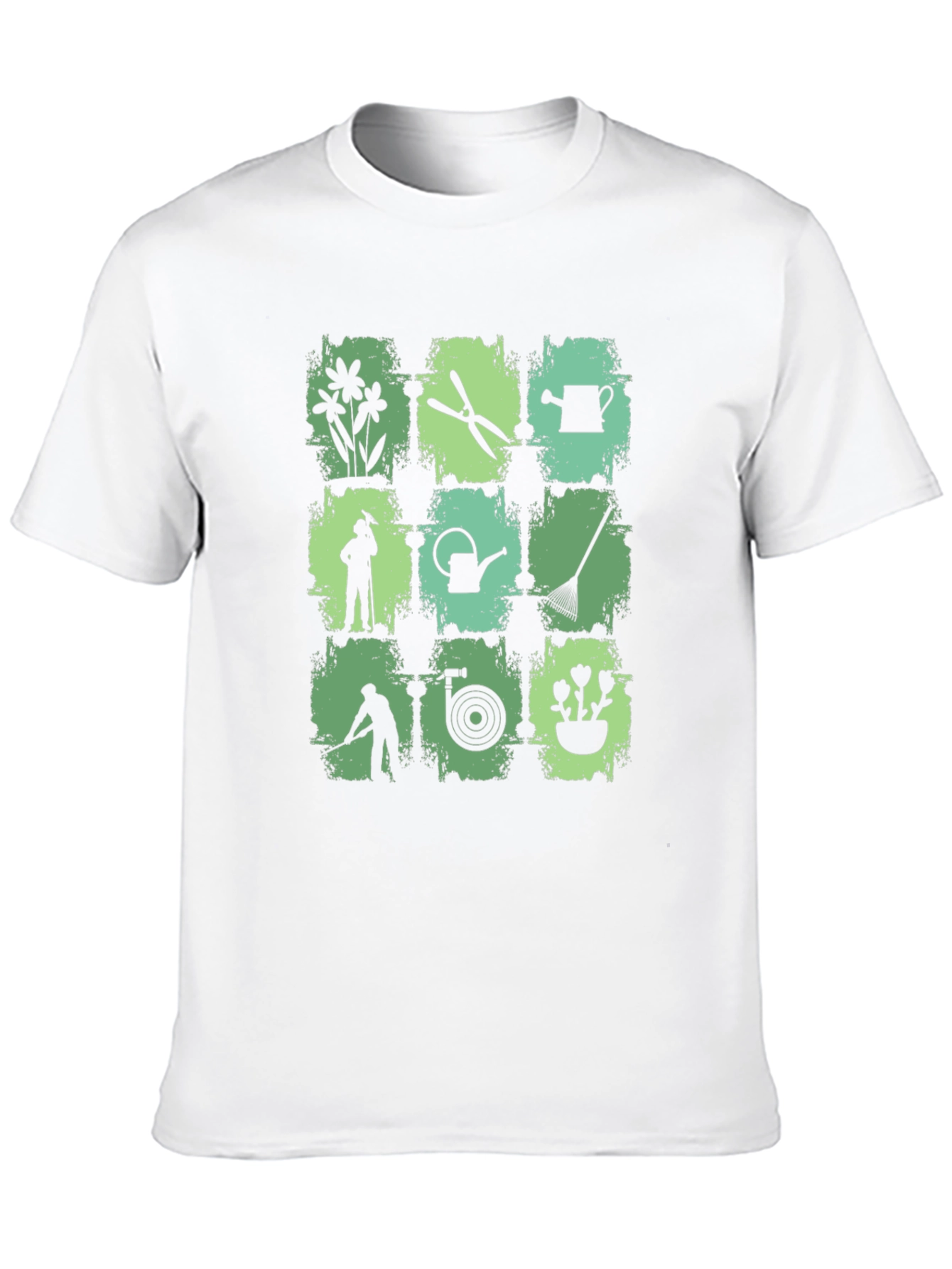 Gardening Tools Graphic Print Crew Neck T-Shirt