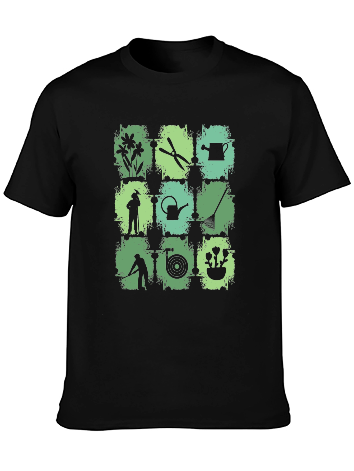 Gardening Tools Graphic Print Crew Neck T-Shirt