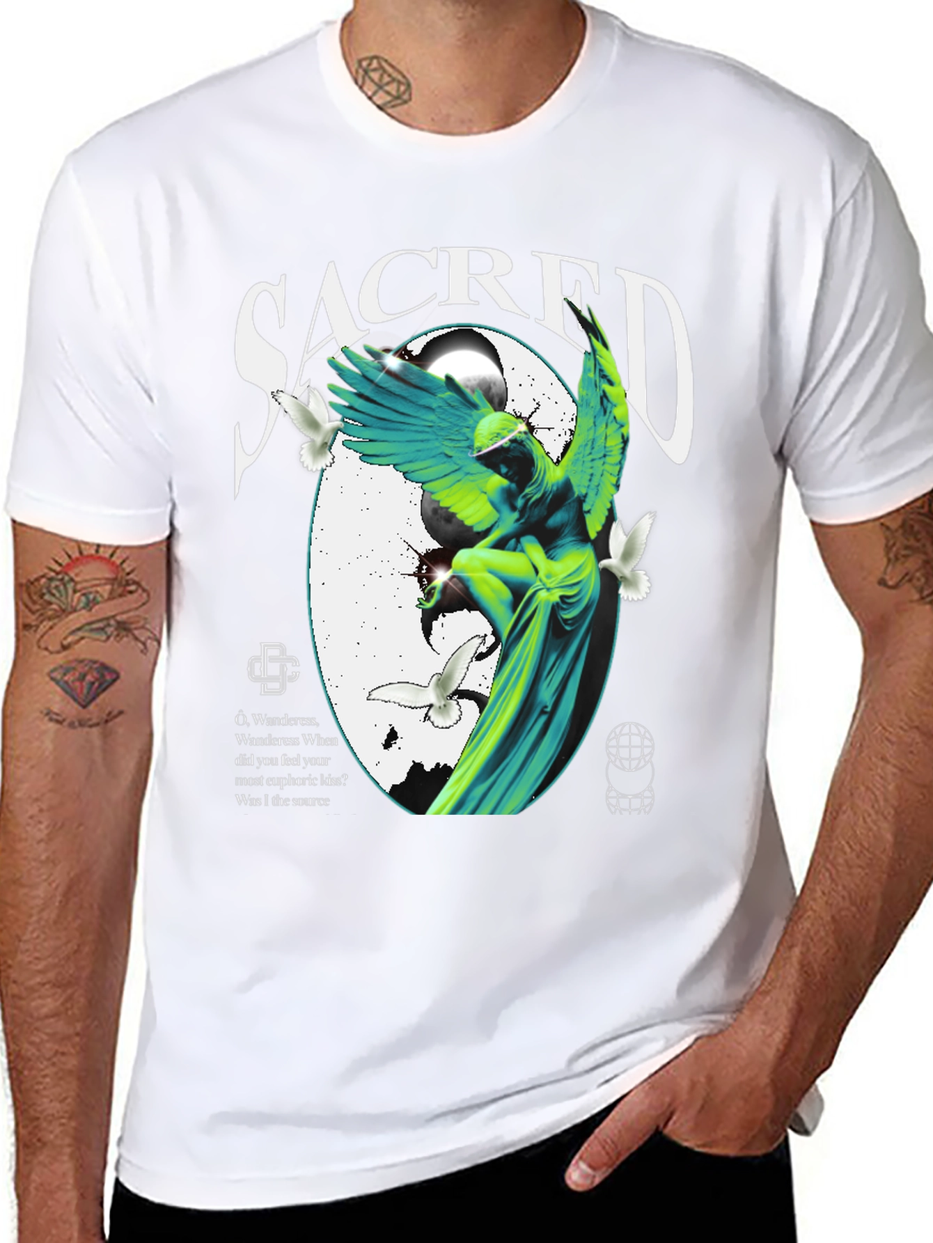 Sacred Angel Graphic Black T-Shirt
