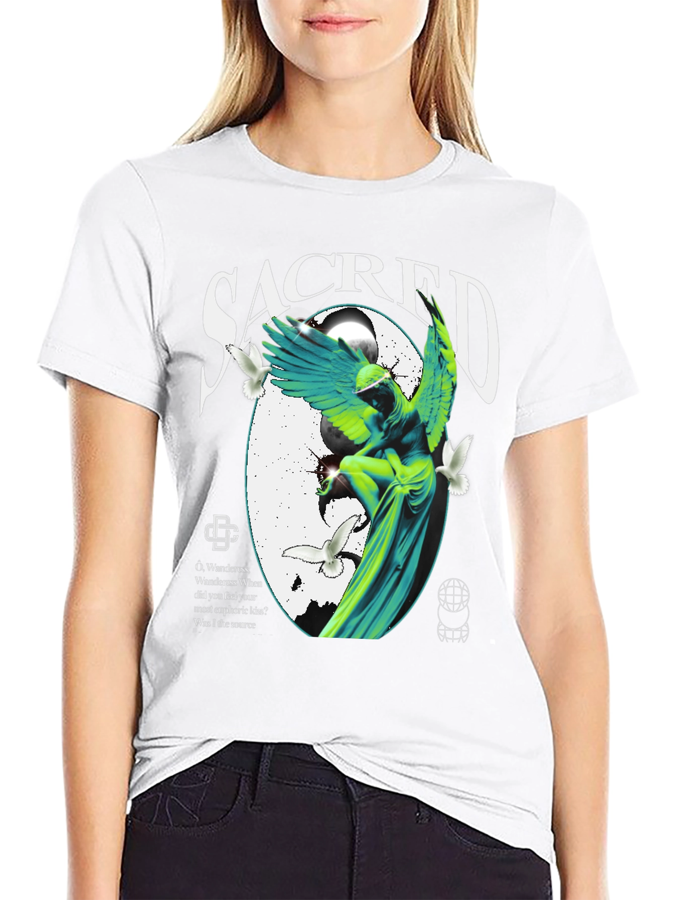 Sacred Angel Graphic Black T-Shirt